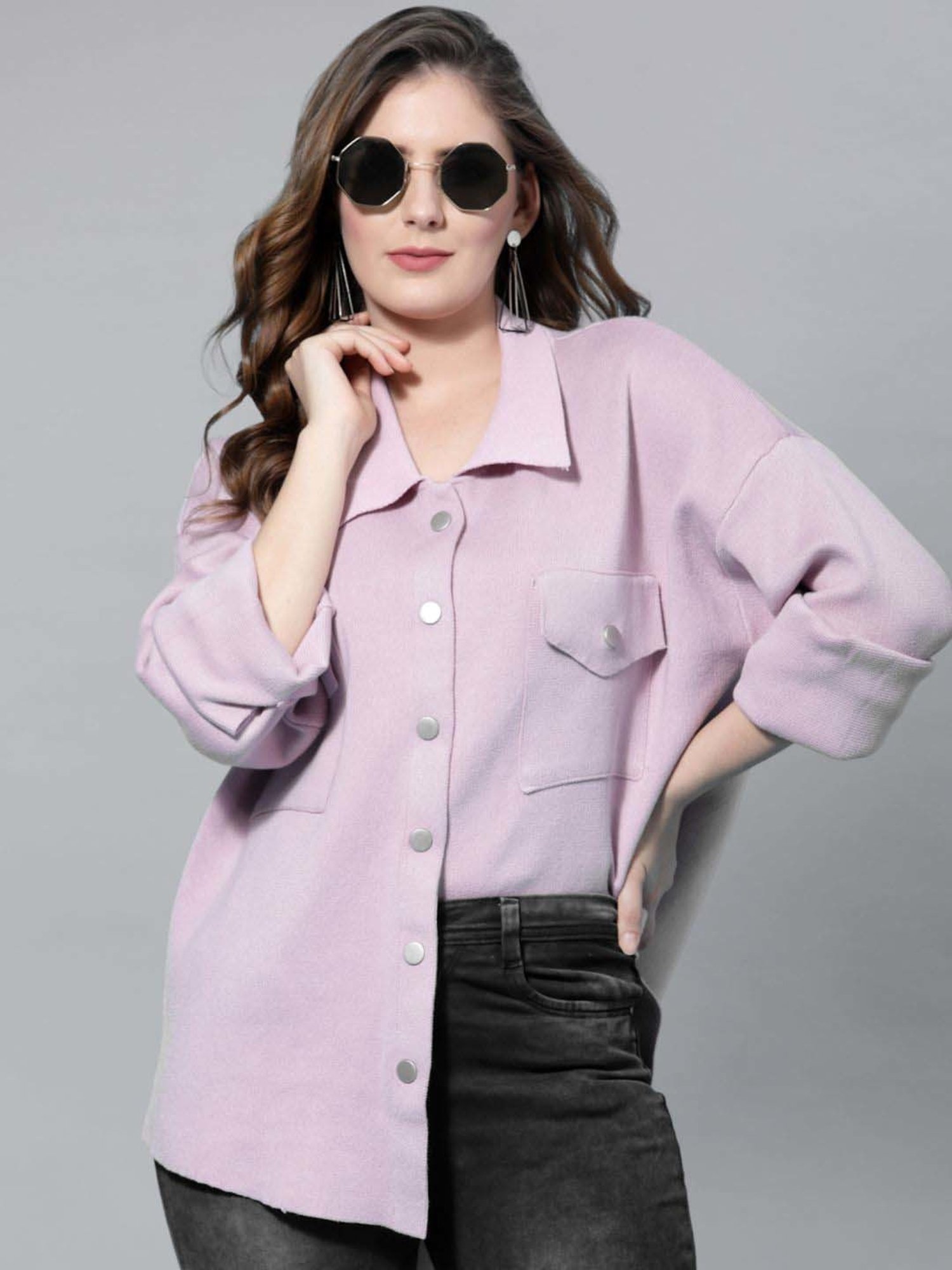 Mafadeny Lilac Plain Shirt