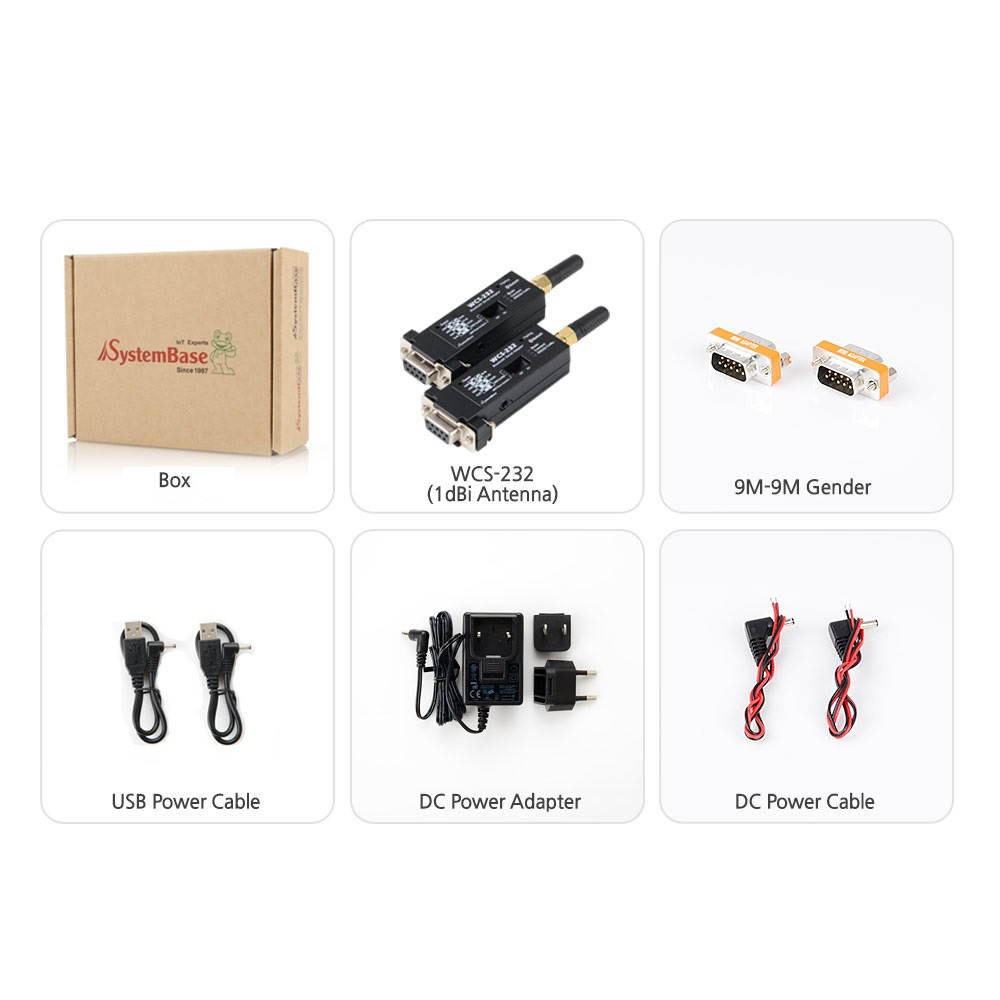 SystemBase - RS232 to Bluetooth and Bluetooth to RS232 Serial Converter, Long Range Bluetooth Serial Adapter, RS232 Bluetooth Class1 Adapter 2pcs/Pack (WCS-232 v6.0)