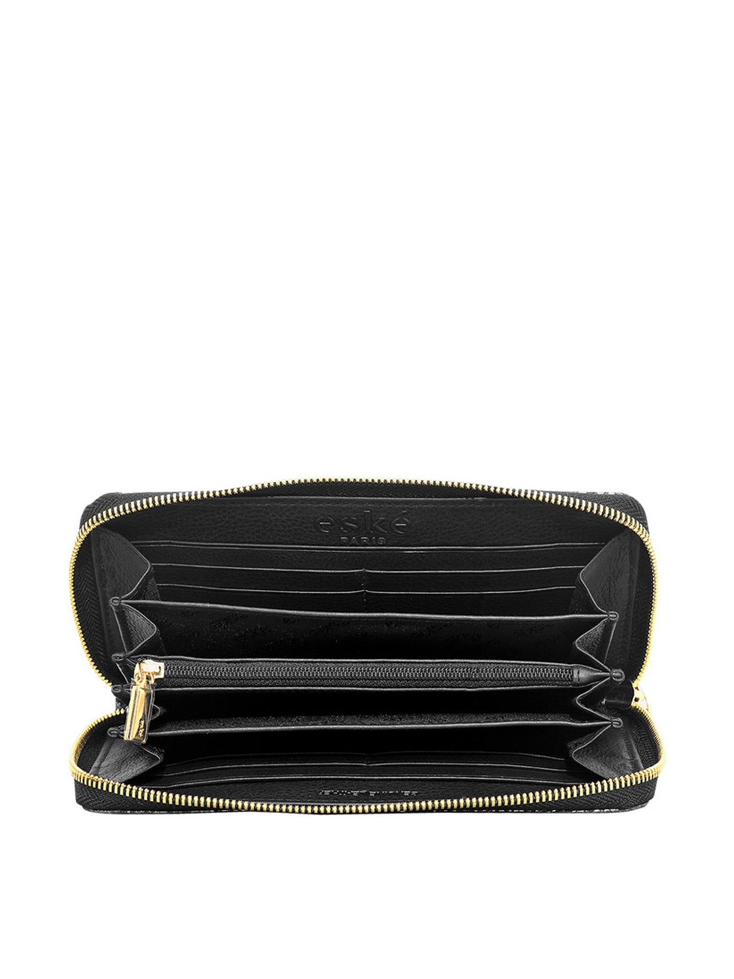 Eske Black Printed Zip Around Wallet for Women