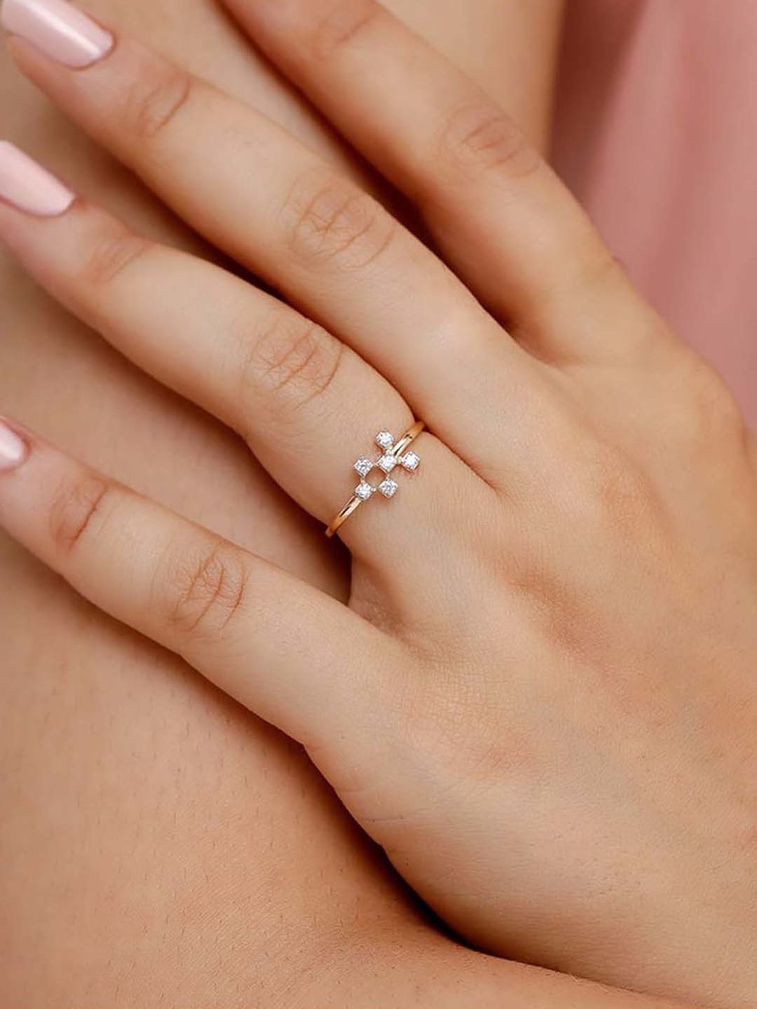 Mia By Tanishq Mia Icicles 14k Yellow Gold Ice Spike Symphony Diamond Ring