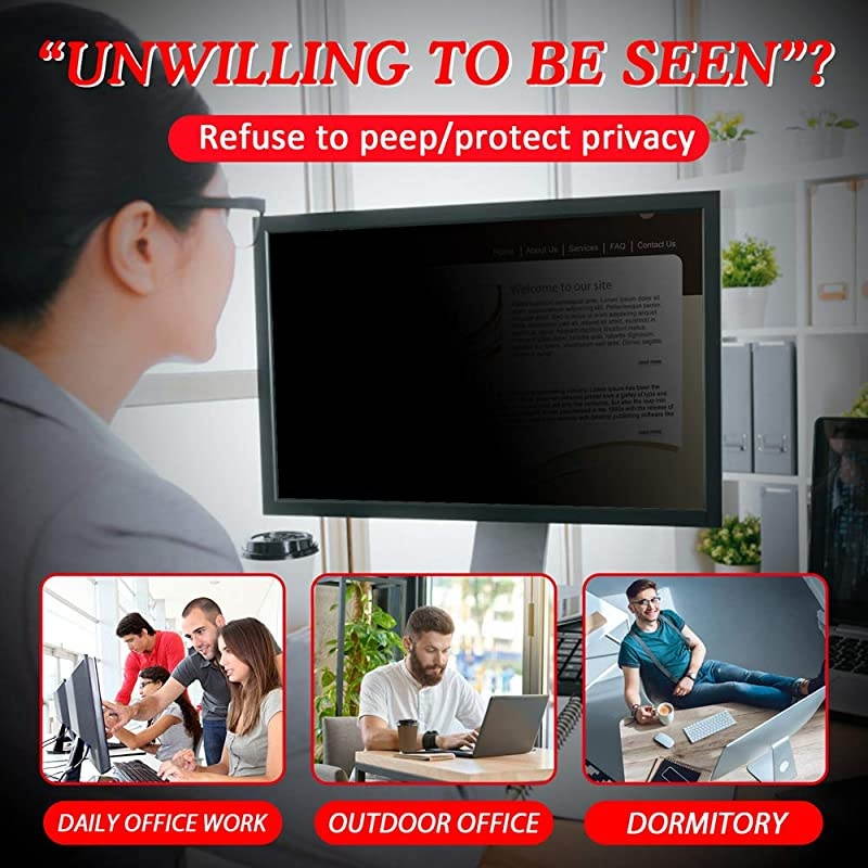 Privacy Screen Filter for 24 Inches Desktop Computer Widescreen Monitor with Aspect Ratio 16:10, Anti Glare and Anti Blue Light Protection (24.0" Widescreen-16:10)