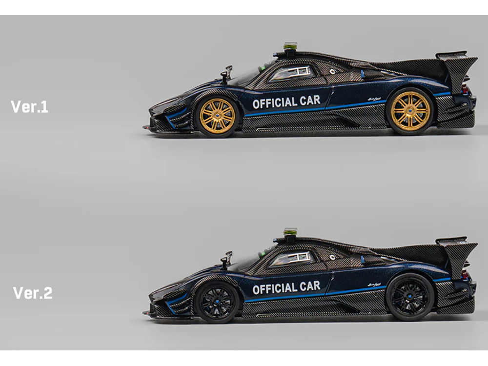 Pagani Zonda Revolucion "Official Car" Dark Blue and Carbon with Extra Wheels 1/64 Diecast Model Car by CM Models