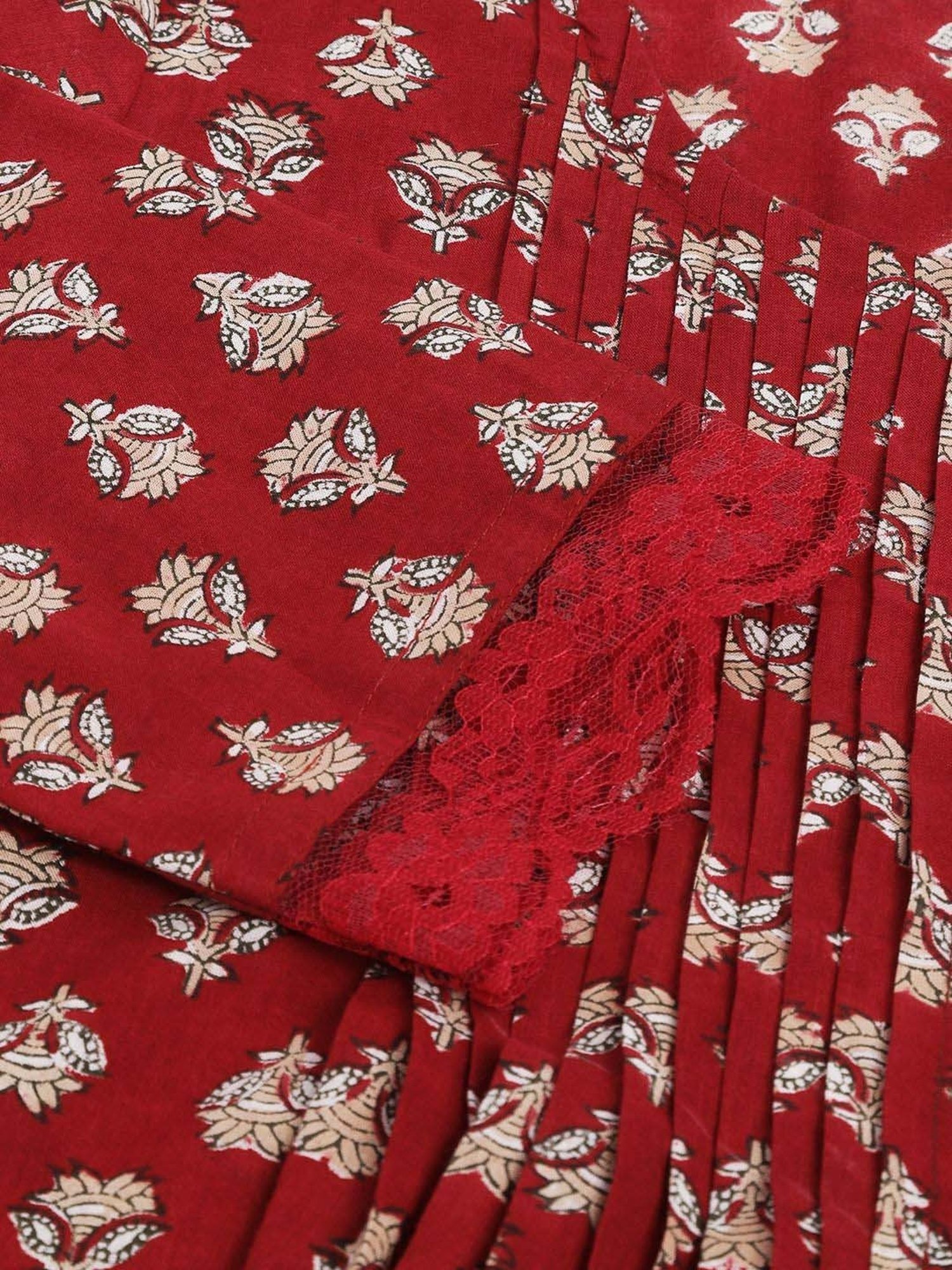 Divena Maroon Cotton Floral Print Top