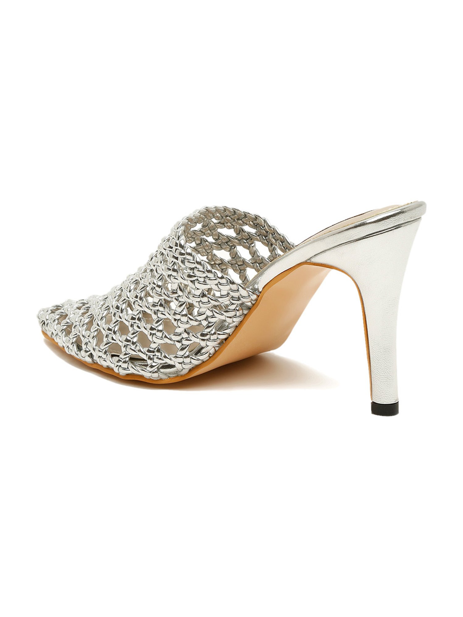 Flat N Heels Women's Silver Mule Stilettos