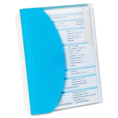 Oxford 4-Pocket Envelope Folder 3-Hole Punched Letter Blue/Translucent 35103EE