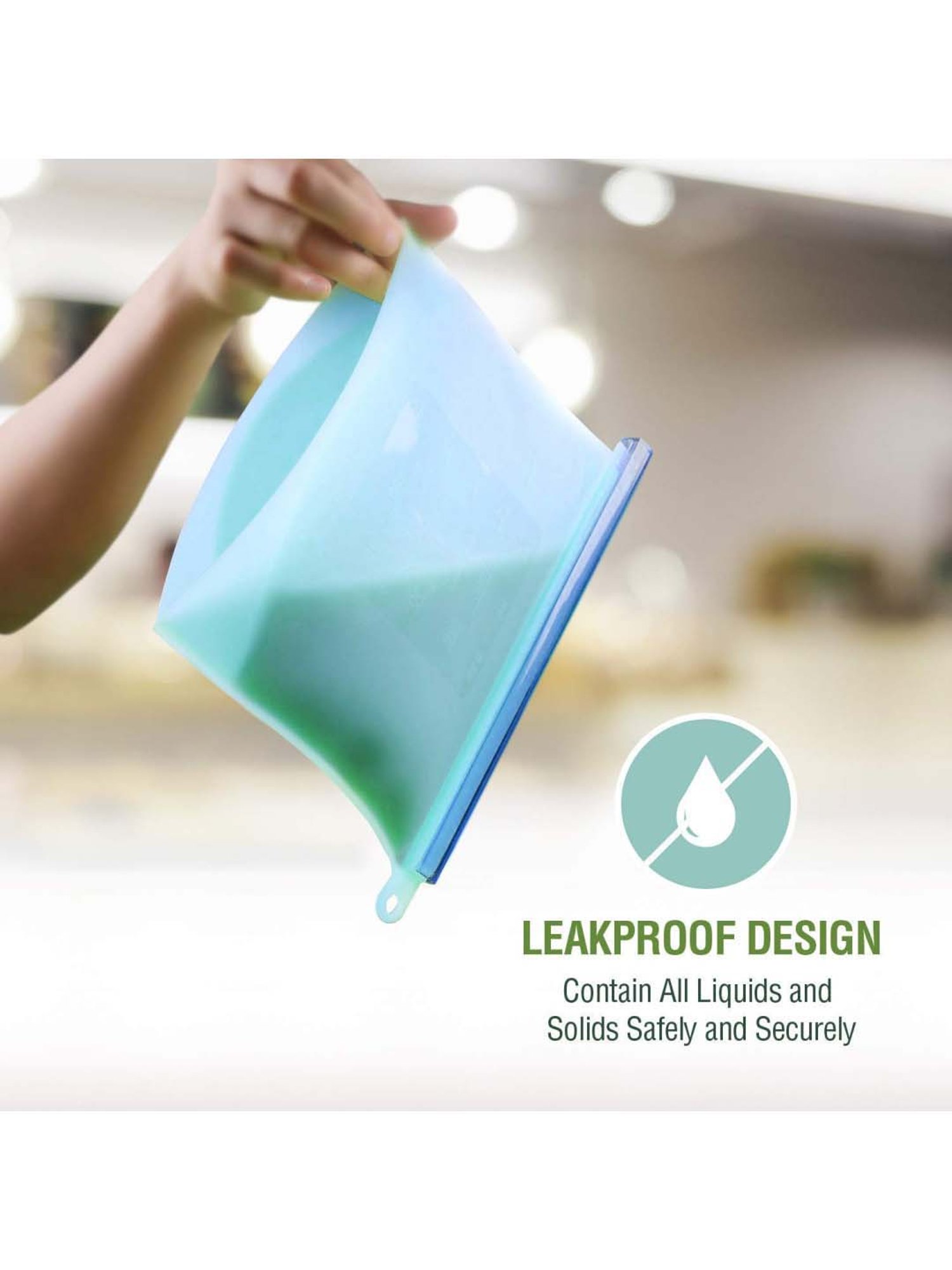 Femora Blue Silicone Reusable Food Preservation Bags (1500 ml) - Set of 2