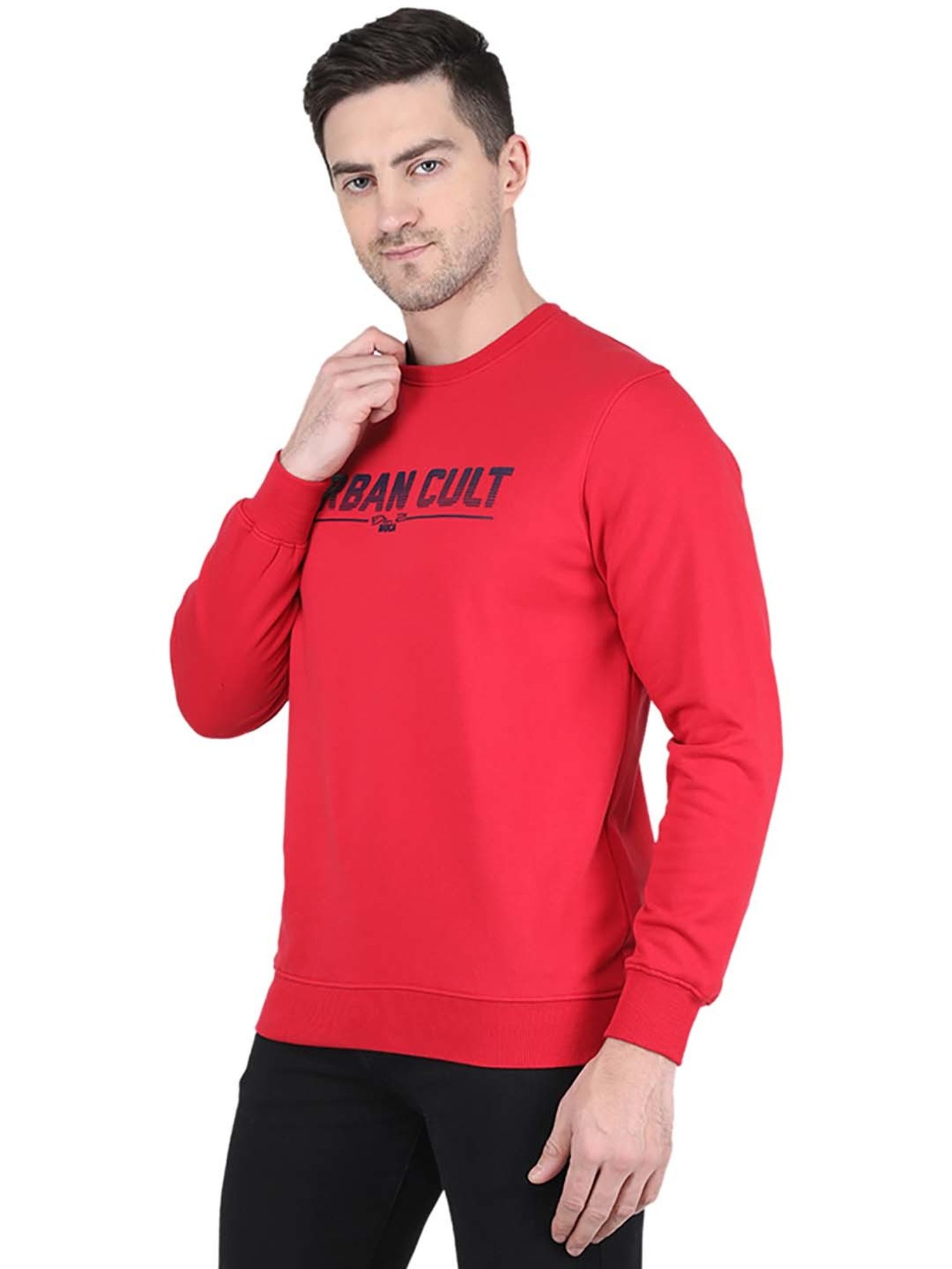 MOCA by Monte Carlo Red Regular Fit Printed Sweatshirt