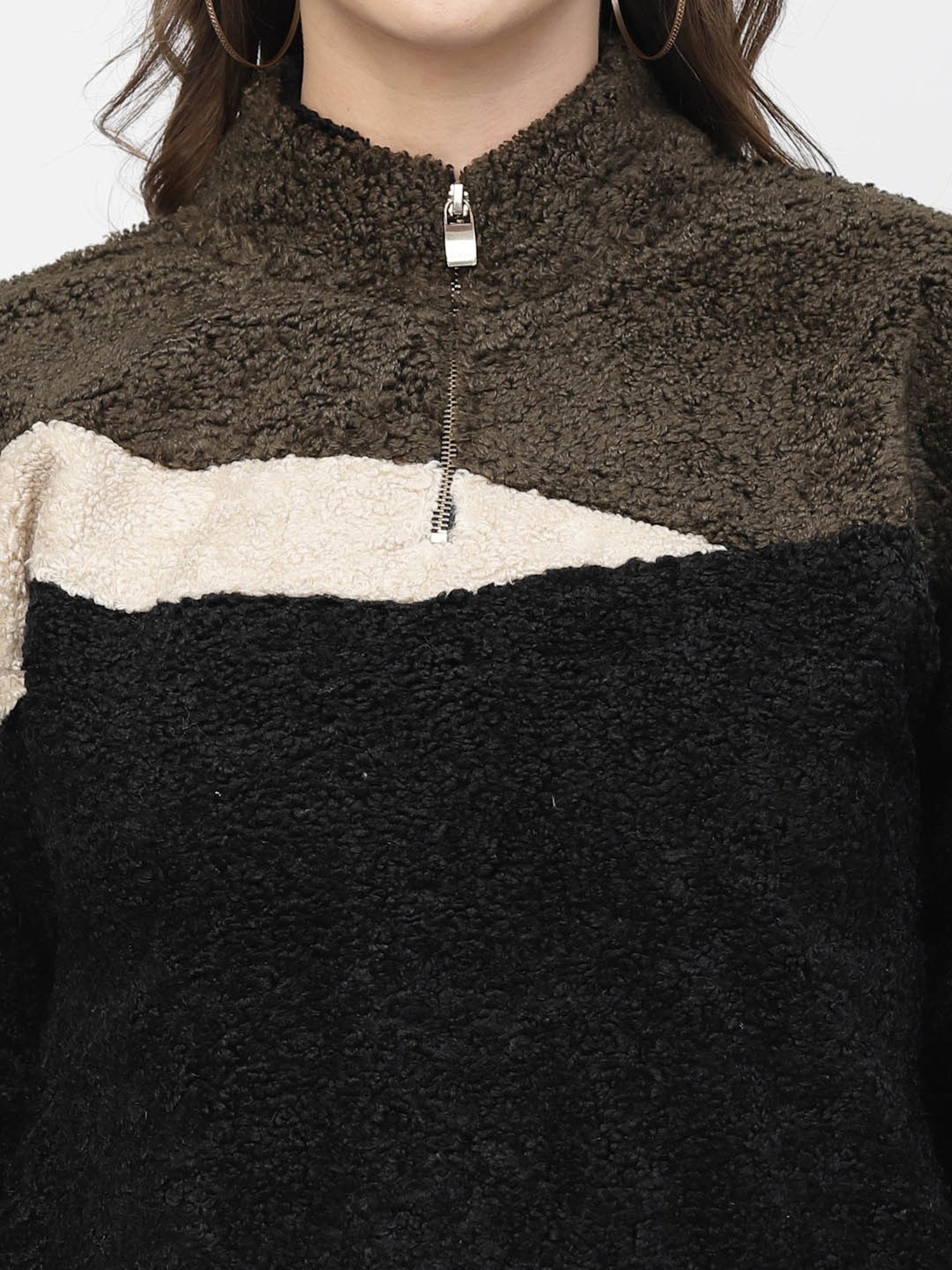 Juelle Black & Olive Color-Block Pullover