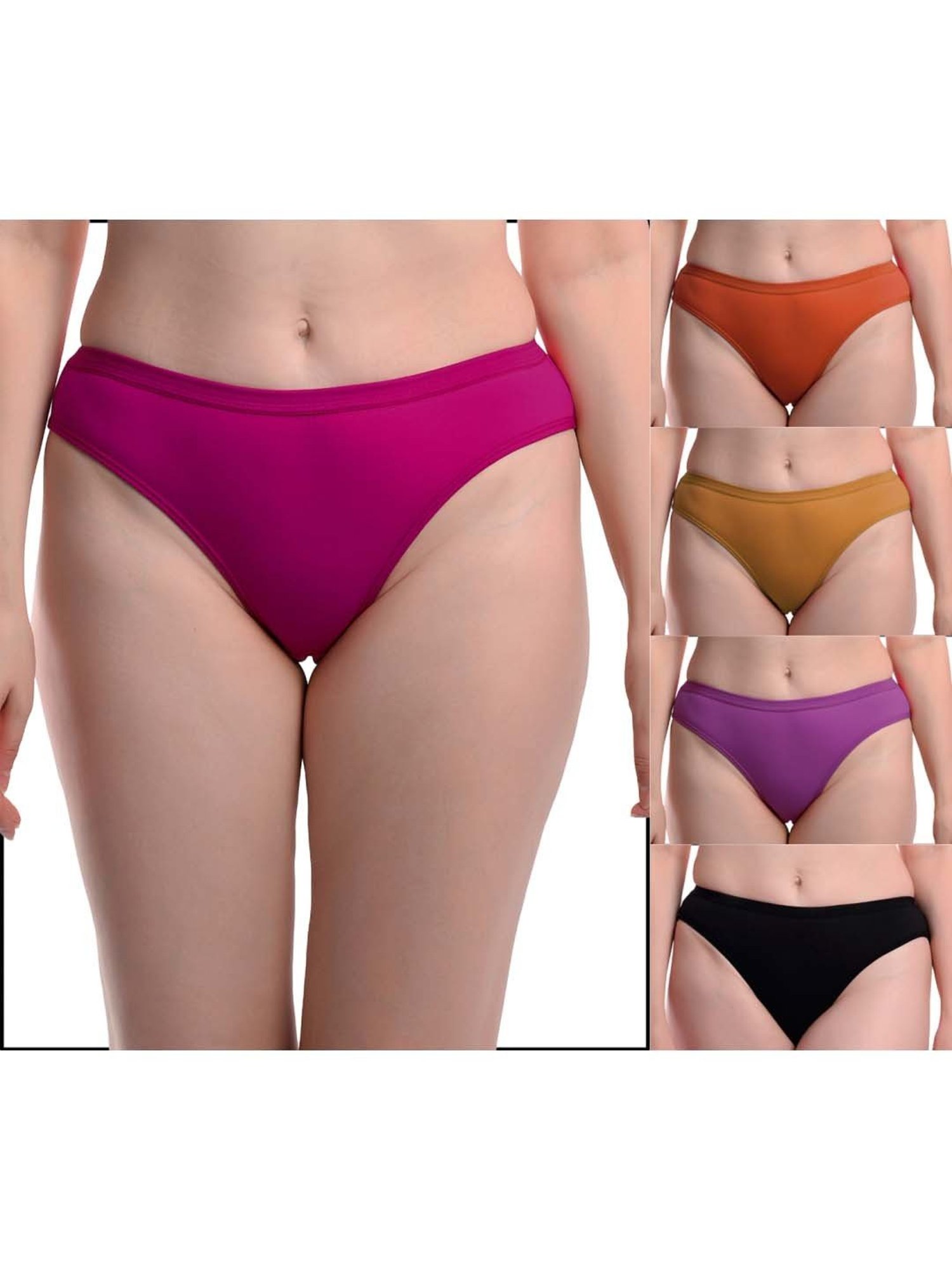 AROUSY Purple & Orange Cotton Bikini Panties - Pack Of 5