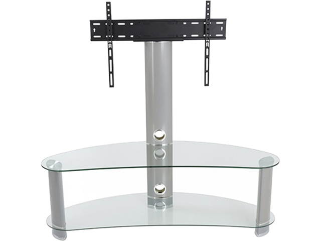 AVF FSL1200CURCS-A 32 - 65" Silver Effect / Clear Glass Curved Pedestal TV Stand