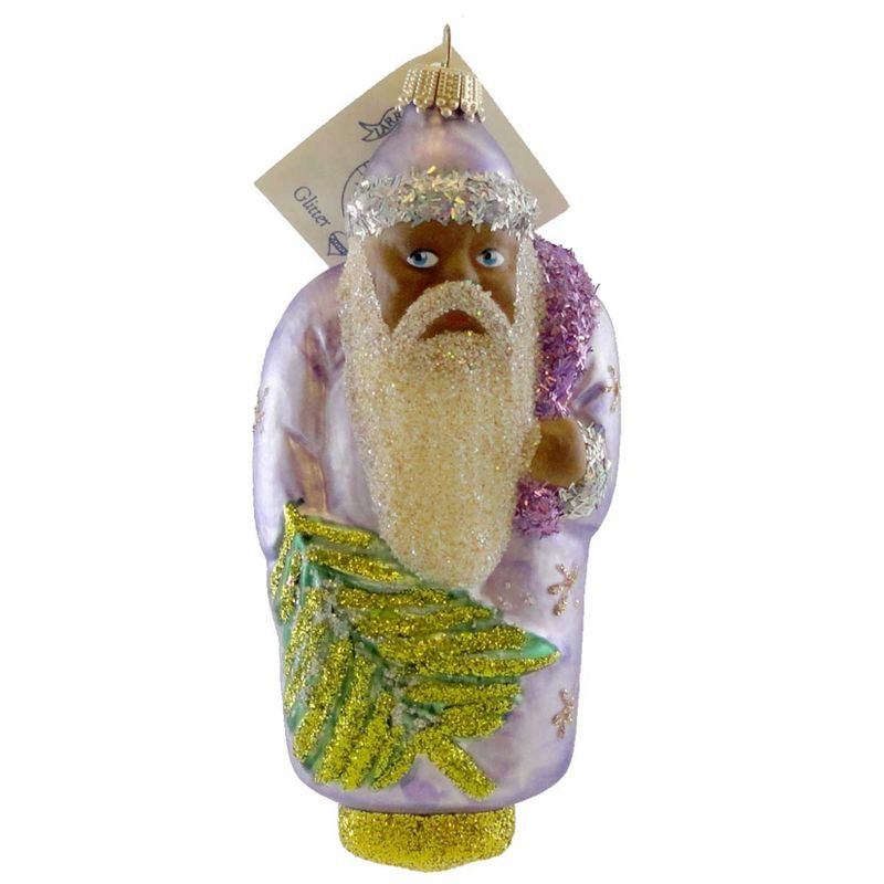 Larry Fraga Purple Santa Glittered Christmas Ornament  -  Tree Ornaments