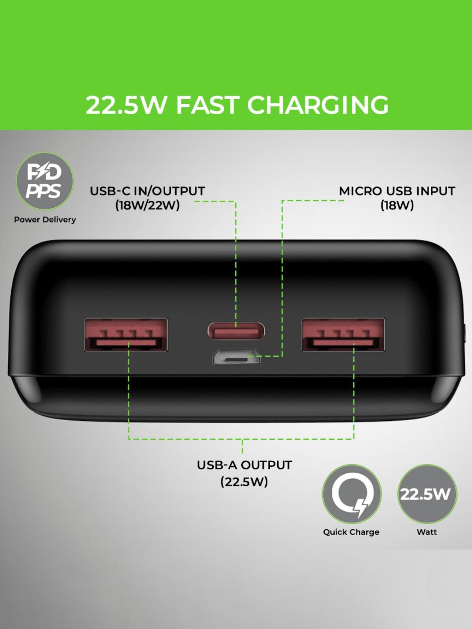 ULTRAPROLINK UM1115 Juice-Up Pronto QC-PD-PPS 10000 mAh Power Bank for Smartphones & Tablets (Black)
