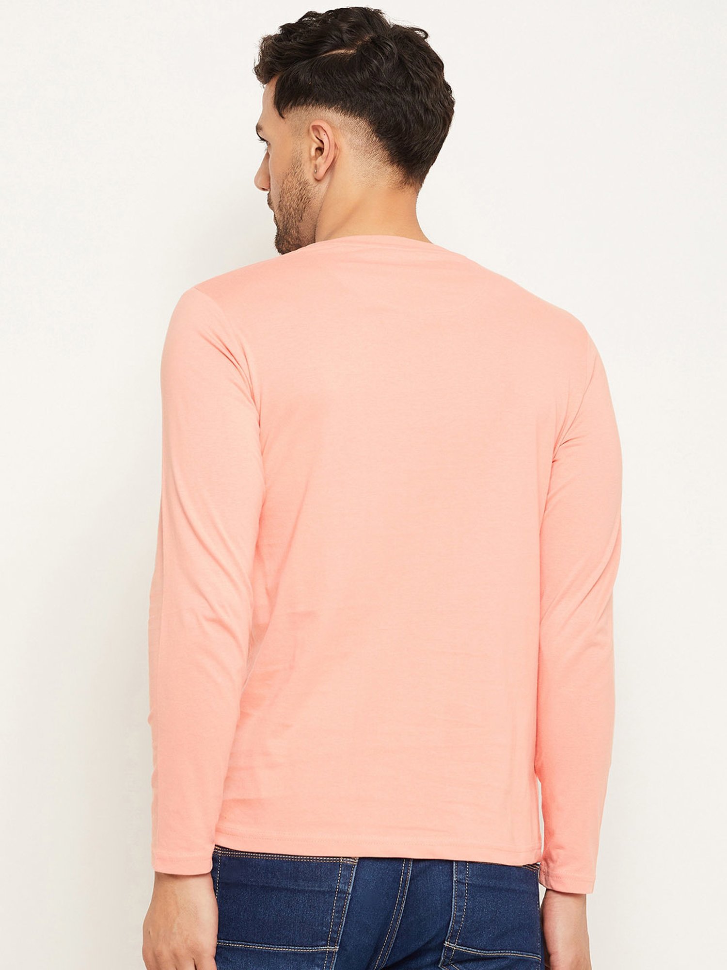 Club York Peach Regular Fit Printed Crew T-Shirt
