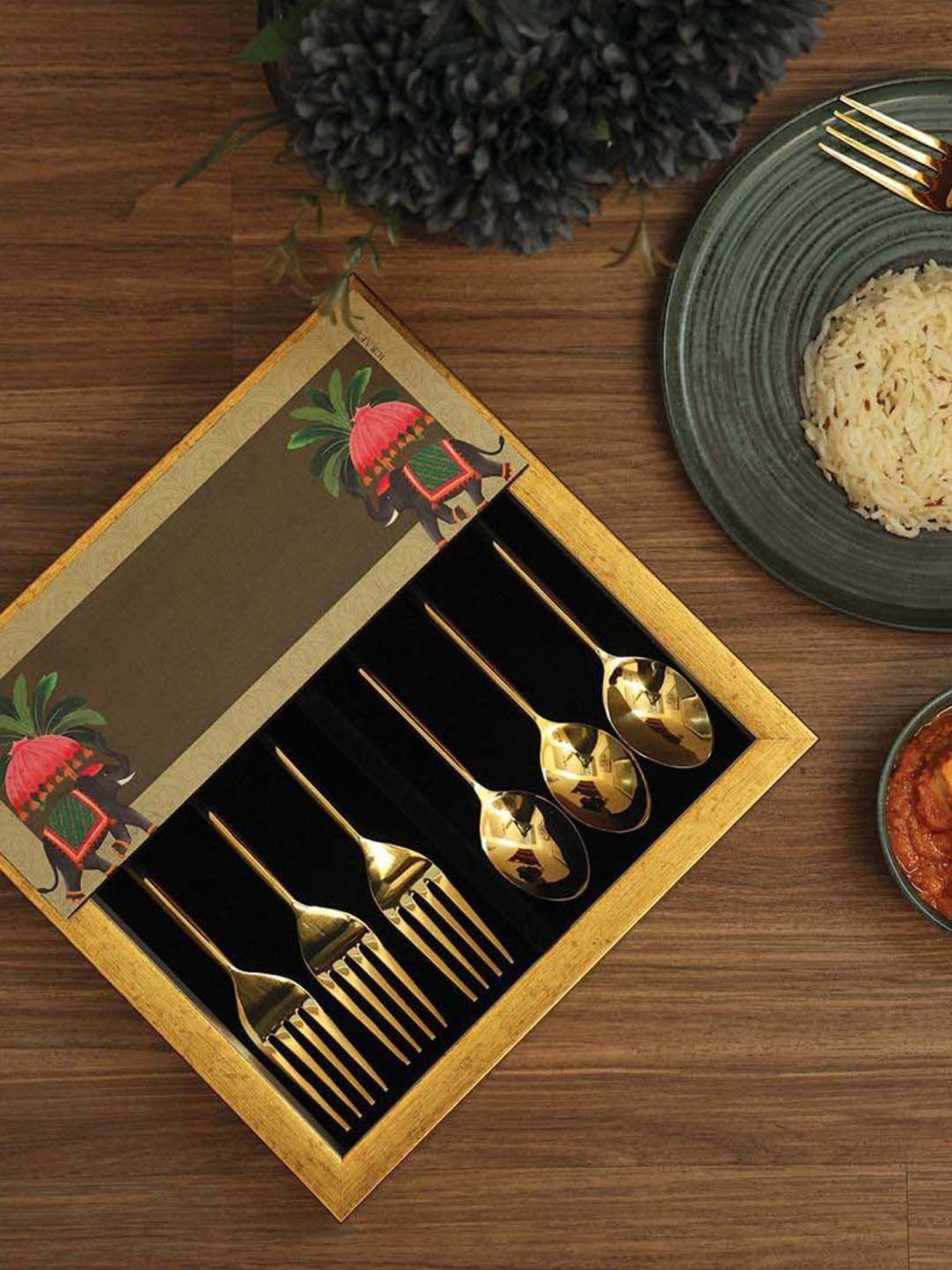 ICRAFT Multicolor Mdf Gajraj Series Cutlery Tray