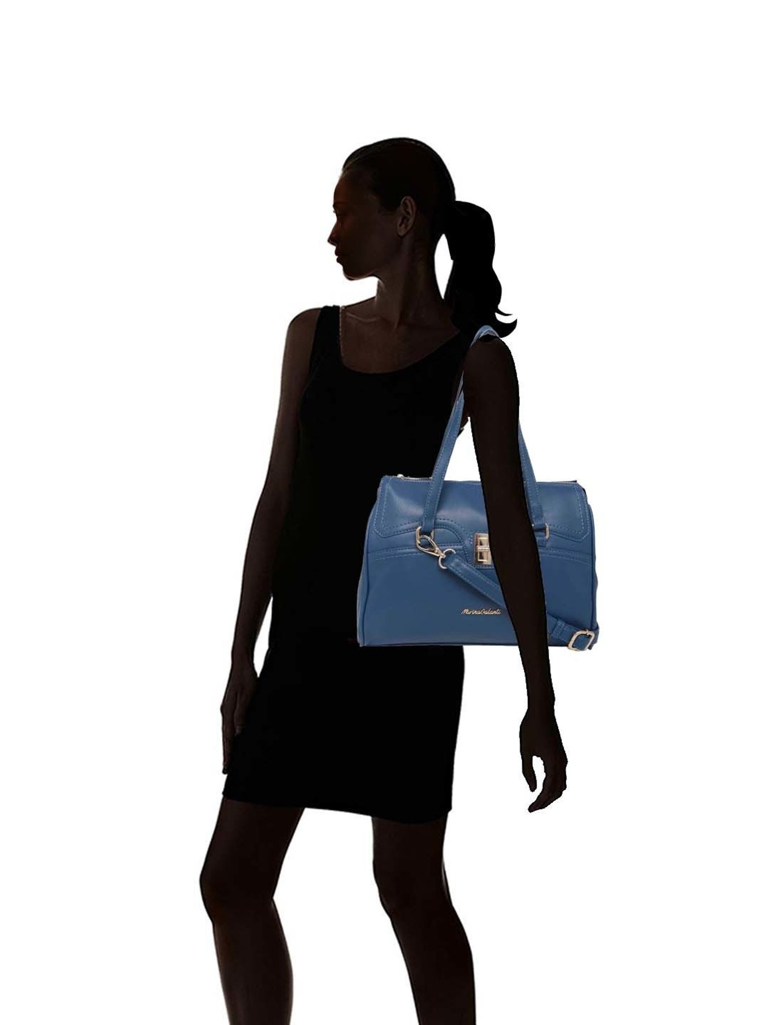 Marina Galanti Blue Solid Medium Shoulder Bag