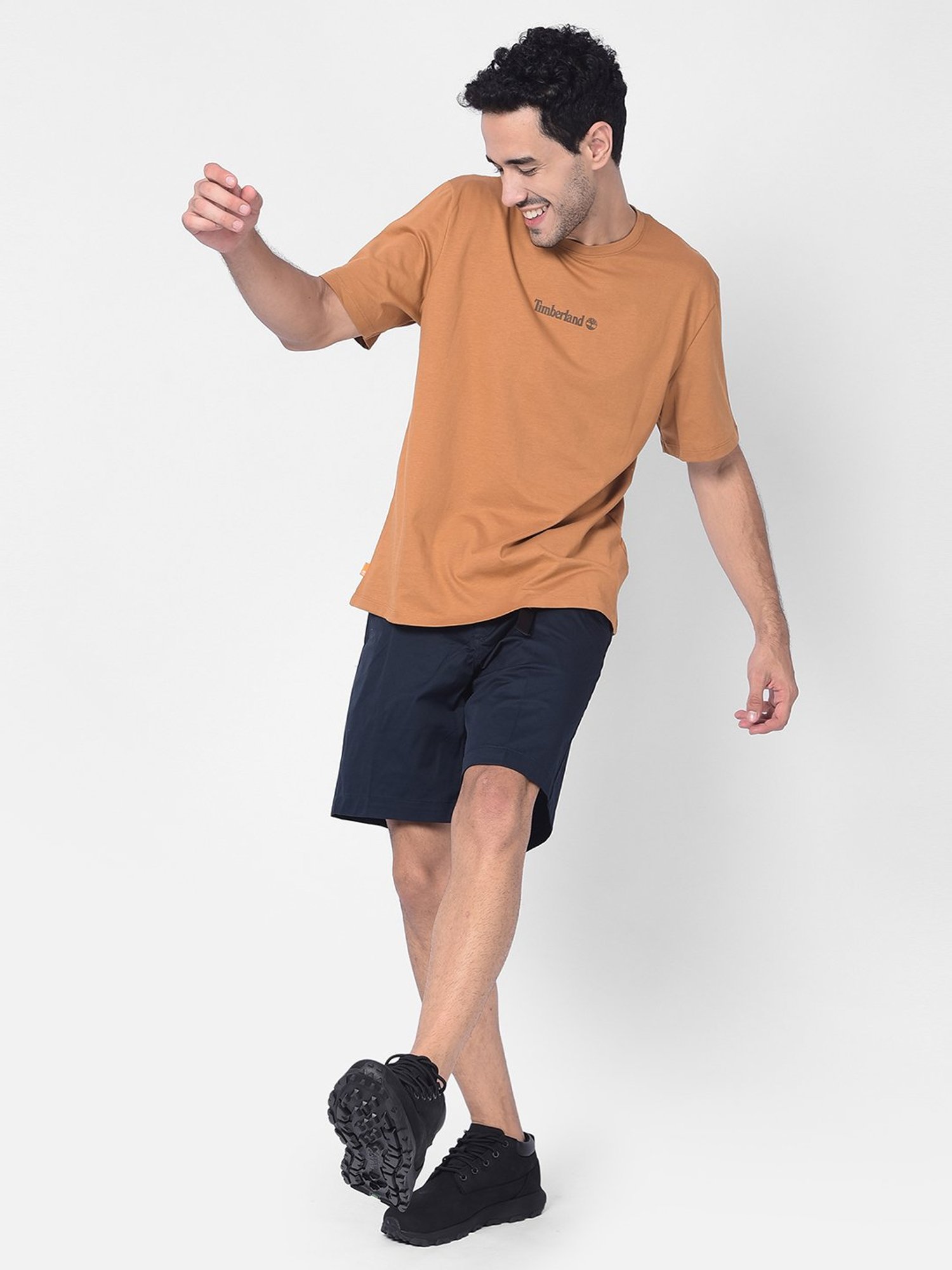 Timberland Wheat Regular Fit Logo Print Crew T-Shirt