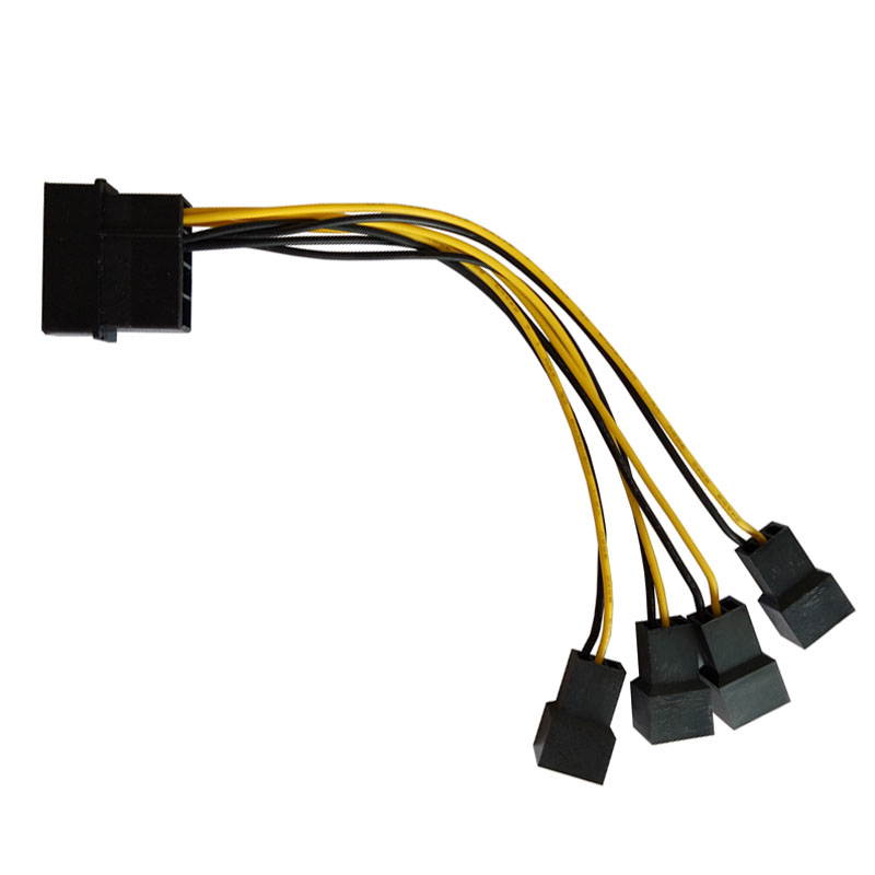 4-pin Molex LP4 to 3-pin TX3 Multi-Fan Power Adapter Converter Cable, 2x5V/2x12V Male to Male