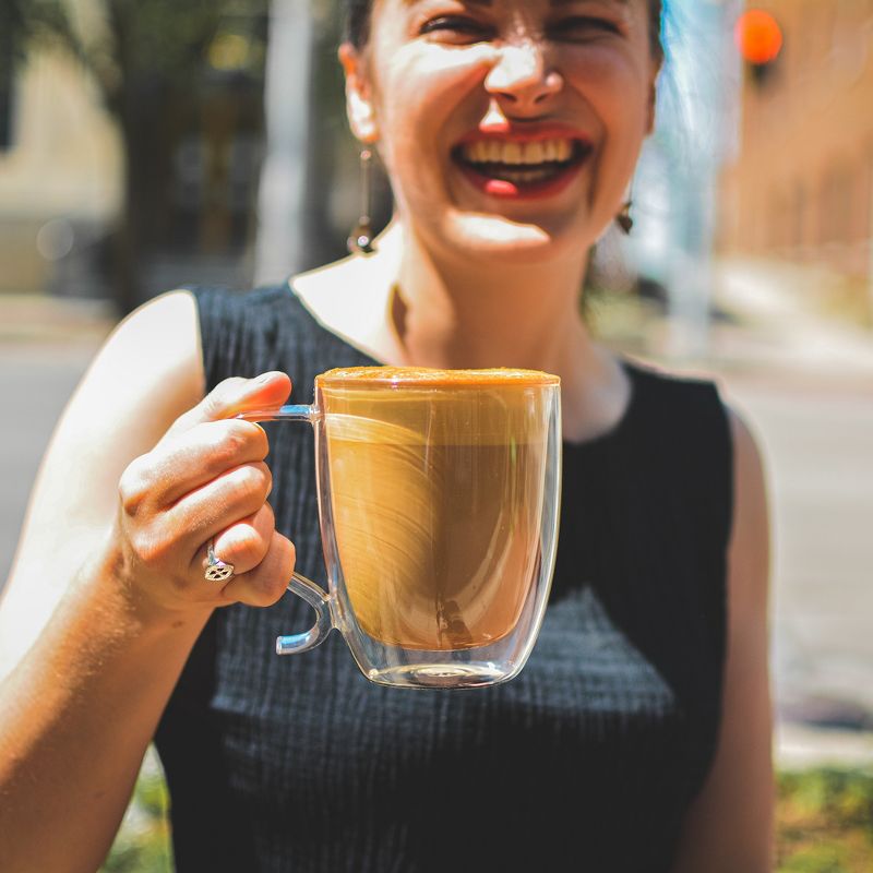 GROSCHE Cyprus Double Walled Glass mug for Coffee or tea, glass insulated cup, 16 fl oz. Capacity