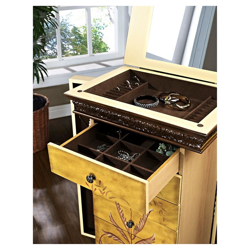 Beatrice Antique Parchment Hand Painted Jewelry Armoire - Powell Company