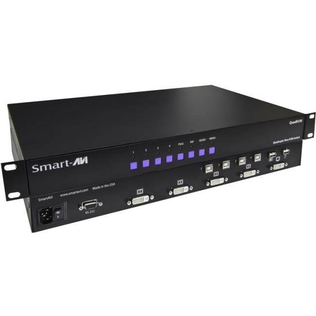Smartavi SM-QKVM-S 4-Port DVI USB QuadKVM switch PiP/Dual/Full modes/1900x1200