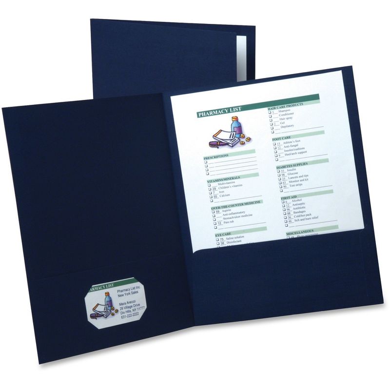 TOPS Products Linen Twin Pocket Portfolios Letter 5/PK Navy 50543