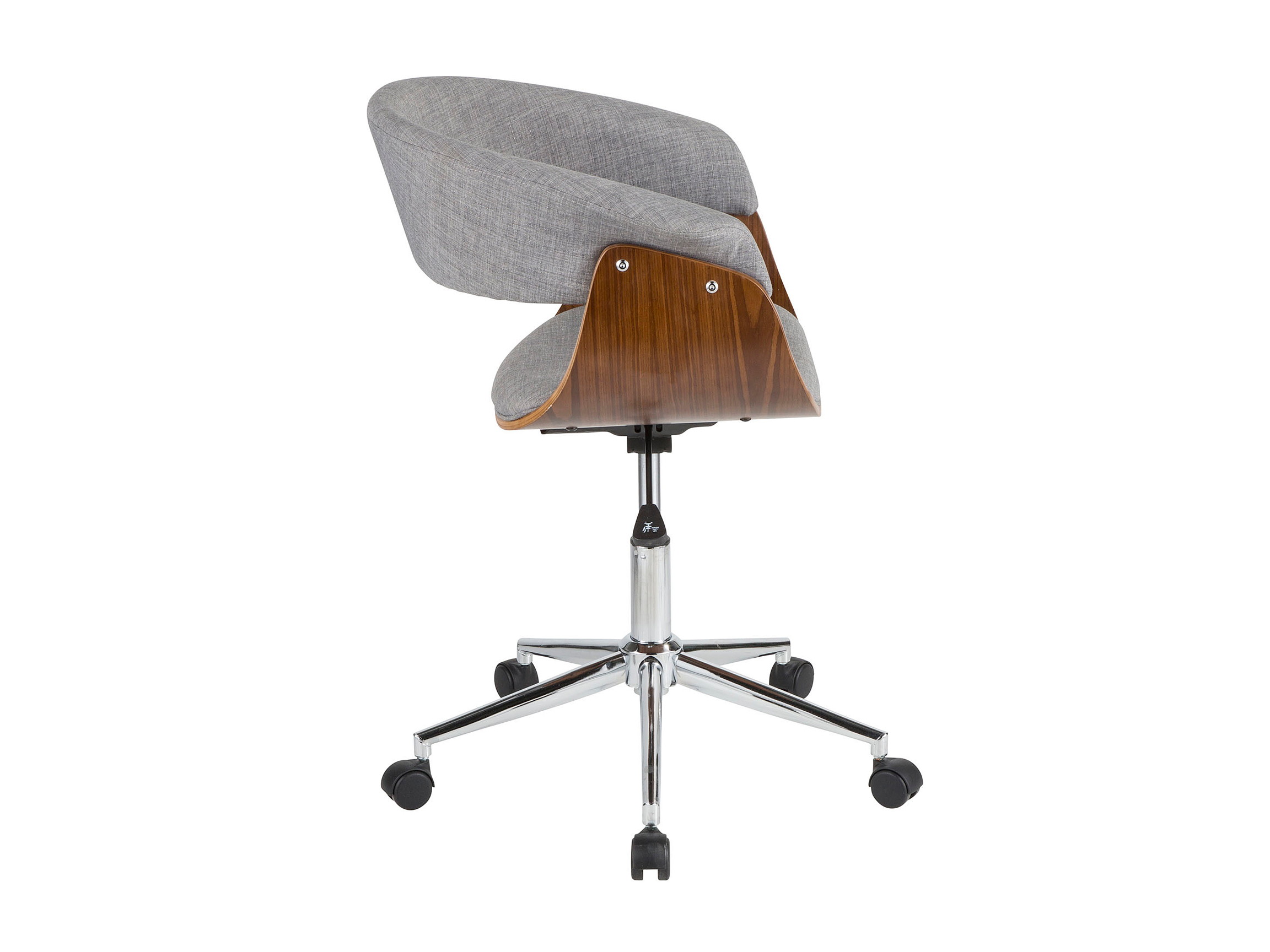 Vintage Mod Mid-Century Modern Office Chair in Walnut Wood and Light Grey Fabric by LumiSource