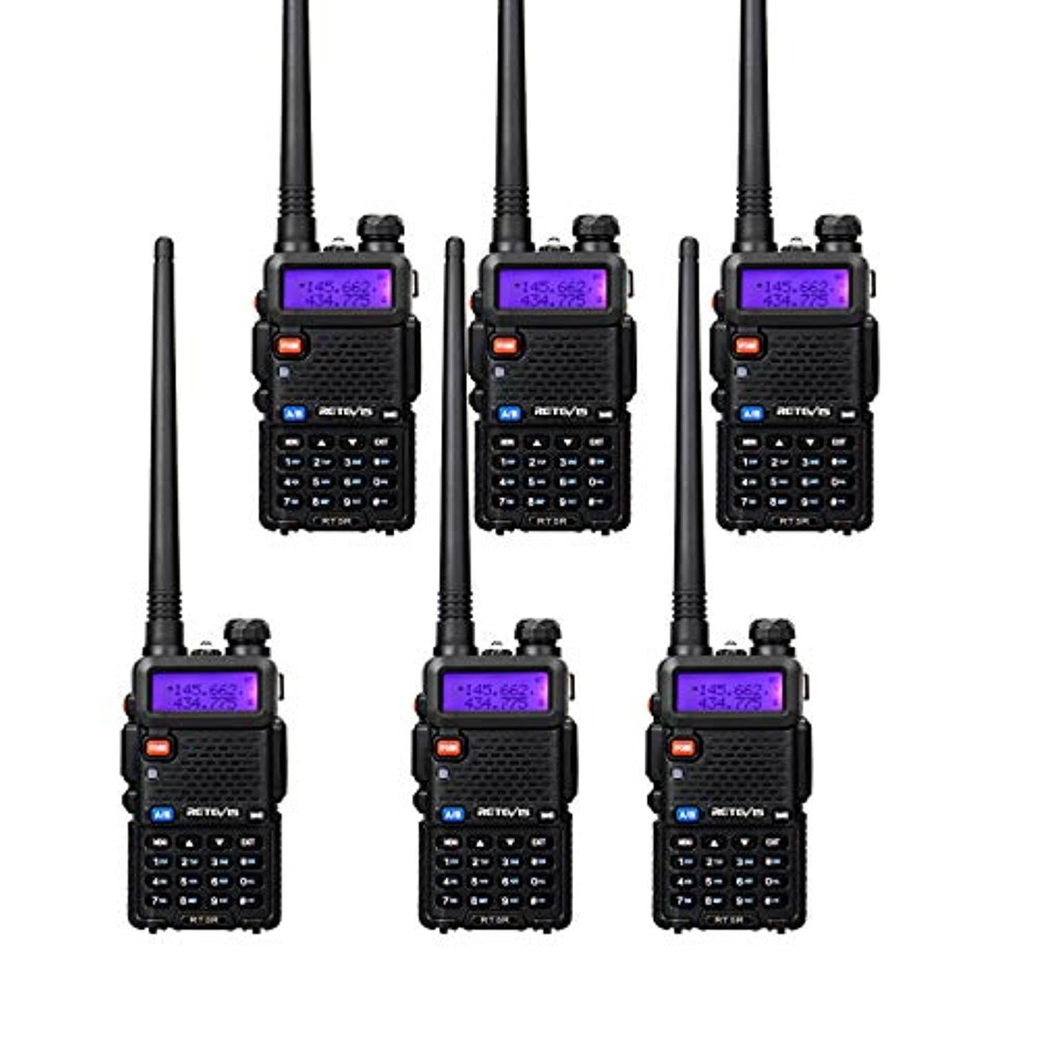 Retevis RT-5R Dual Band Handheld Radios Long Range, VHF UHF Two-Way Radio, Heavy Duty 128CH 2 Way Radio Walkie Talkies with Flashlight 1400mAh Battery (6 Pack) (5687DFD89AE7CB58)
