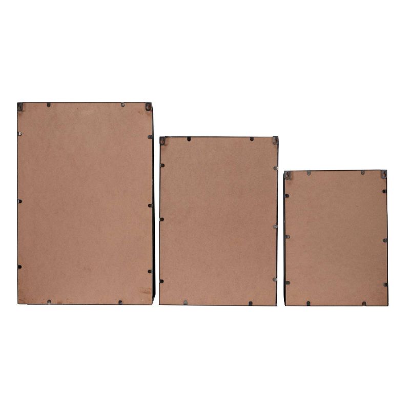 Set of 3 Large industrial Metal Rectangular Wall Mirrors with Shelves Black - Olivia & May