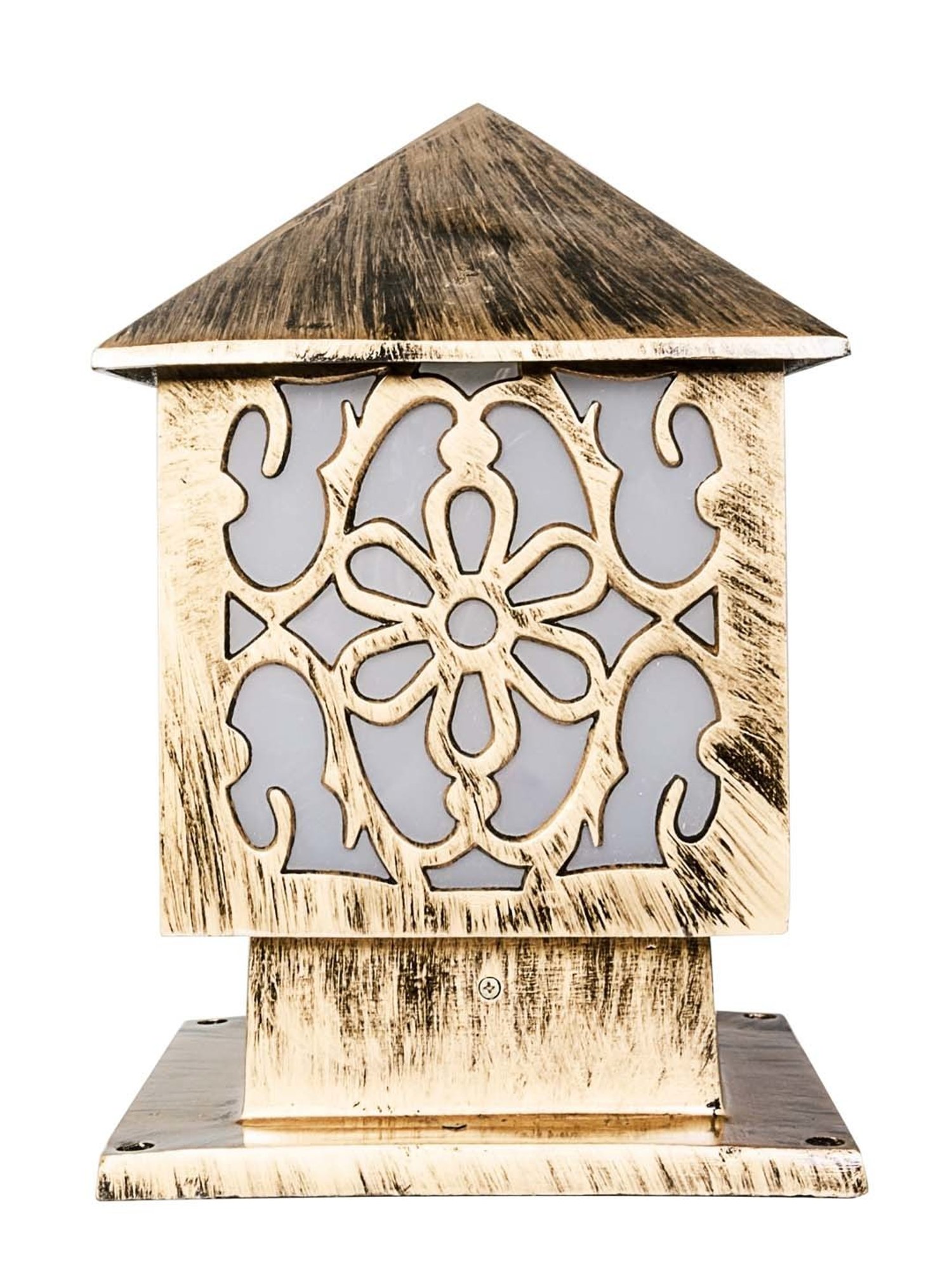 Fos Lighting Golden Aluminium Small Pillar Gate Light - Set of 1