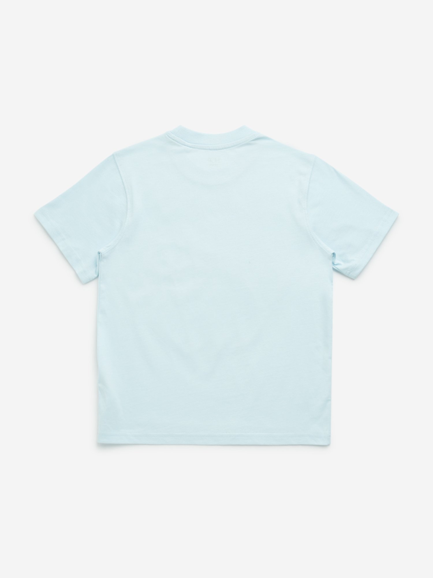 HOP Kids by Westside Light Blue Text Printed T-Shirt
