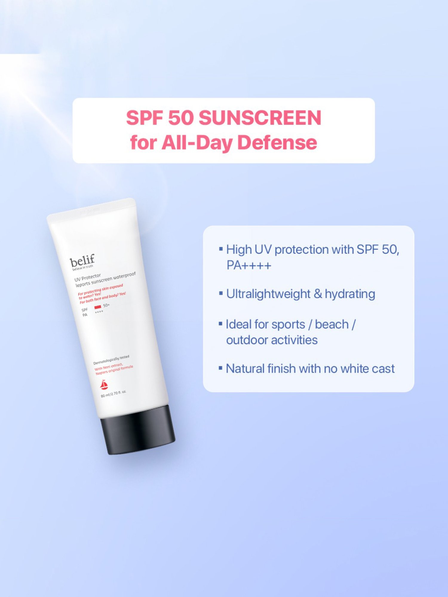 Belif UV Protector Leports Sunscreen Waterproof - 80 ml