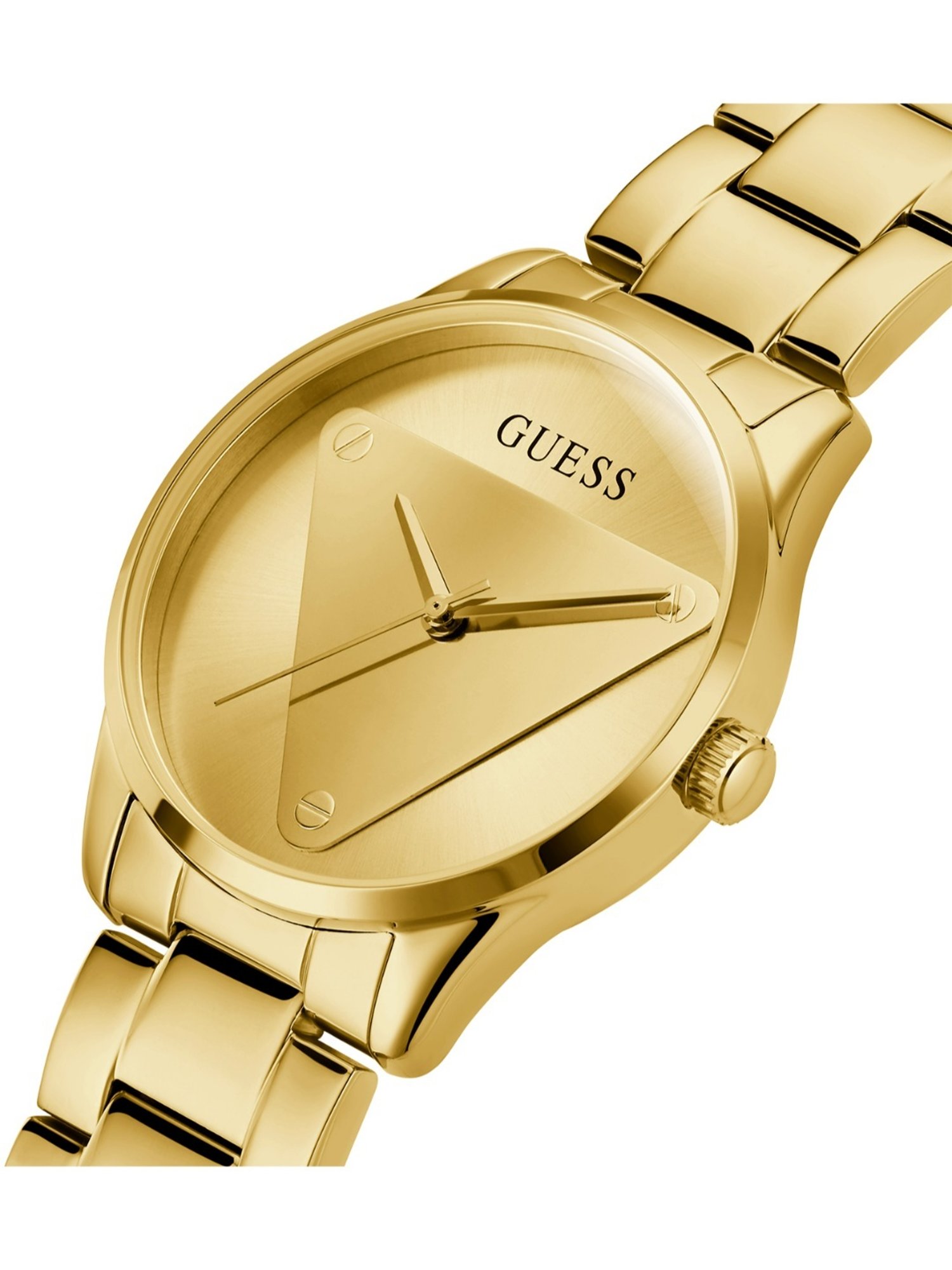 GUESS EMBLEM Women Round Gold Tone Dial Analog Watch - GW0485L1