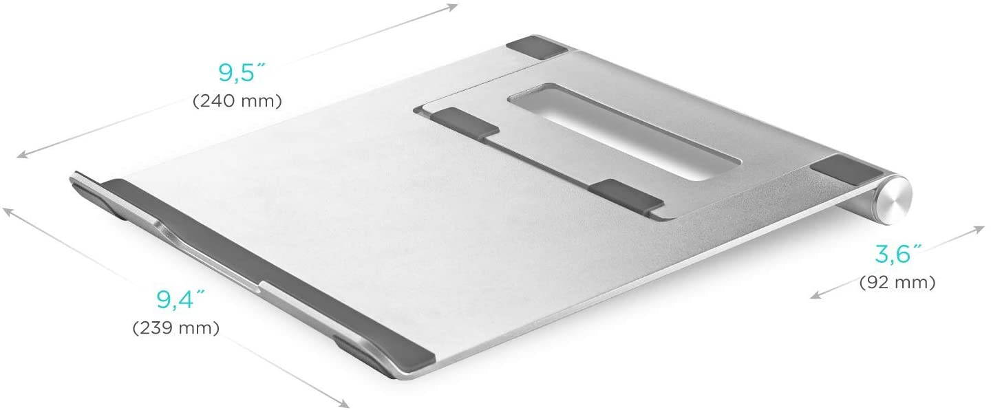 ONKRON Aluminum Laptop Stand Holder Height Adjustable Ergonomic Computer MacBook Riser with Heat-Vent Silver