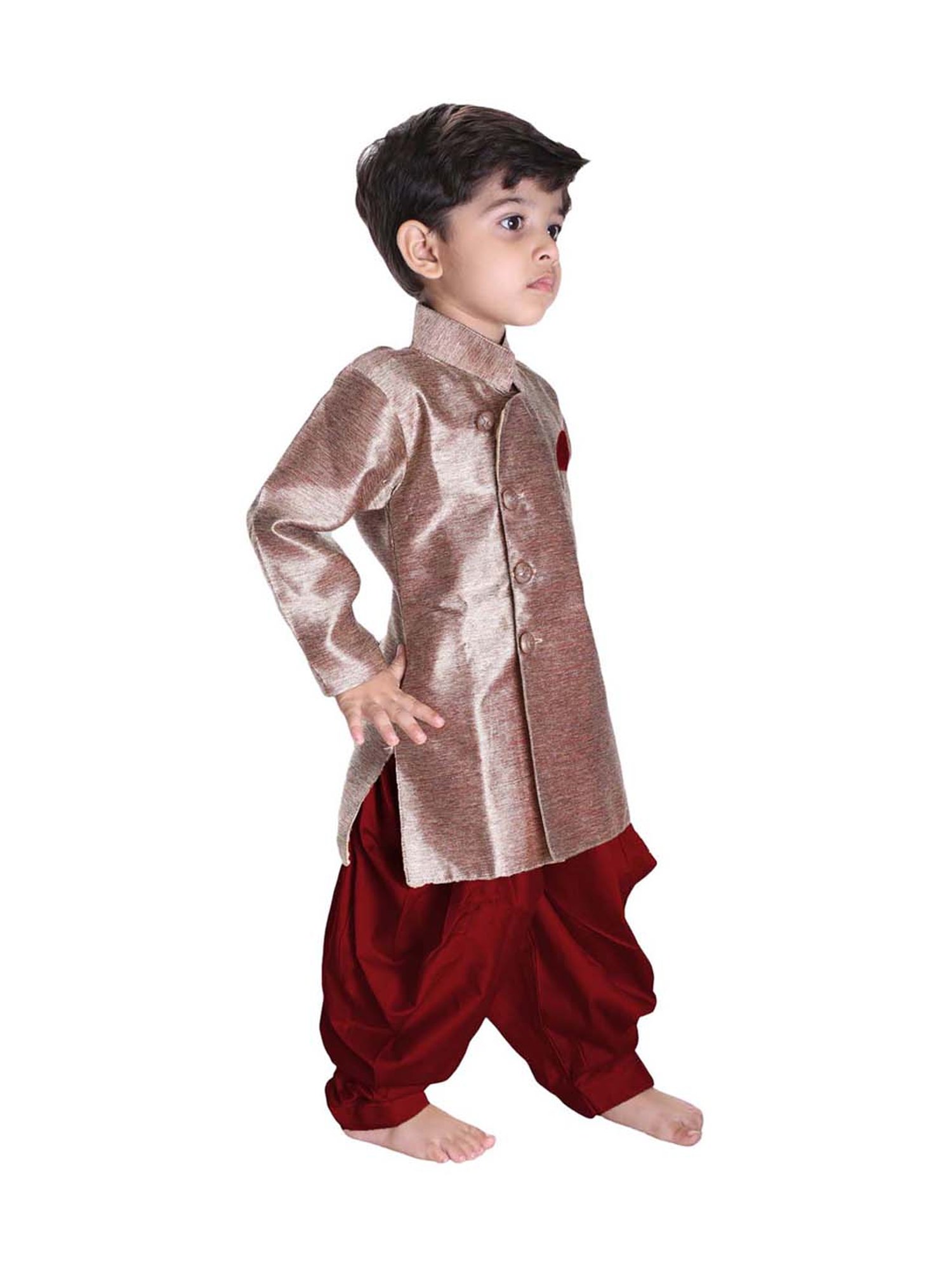 VASTRAMAY Boys Turquoise Floral Full Sleeves Indowestern