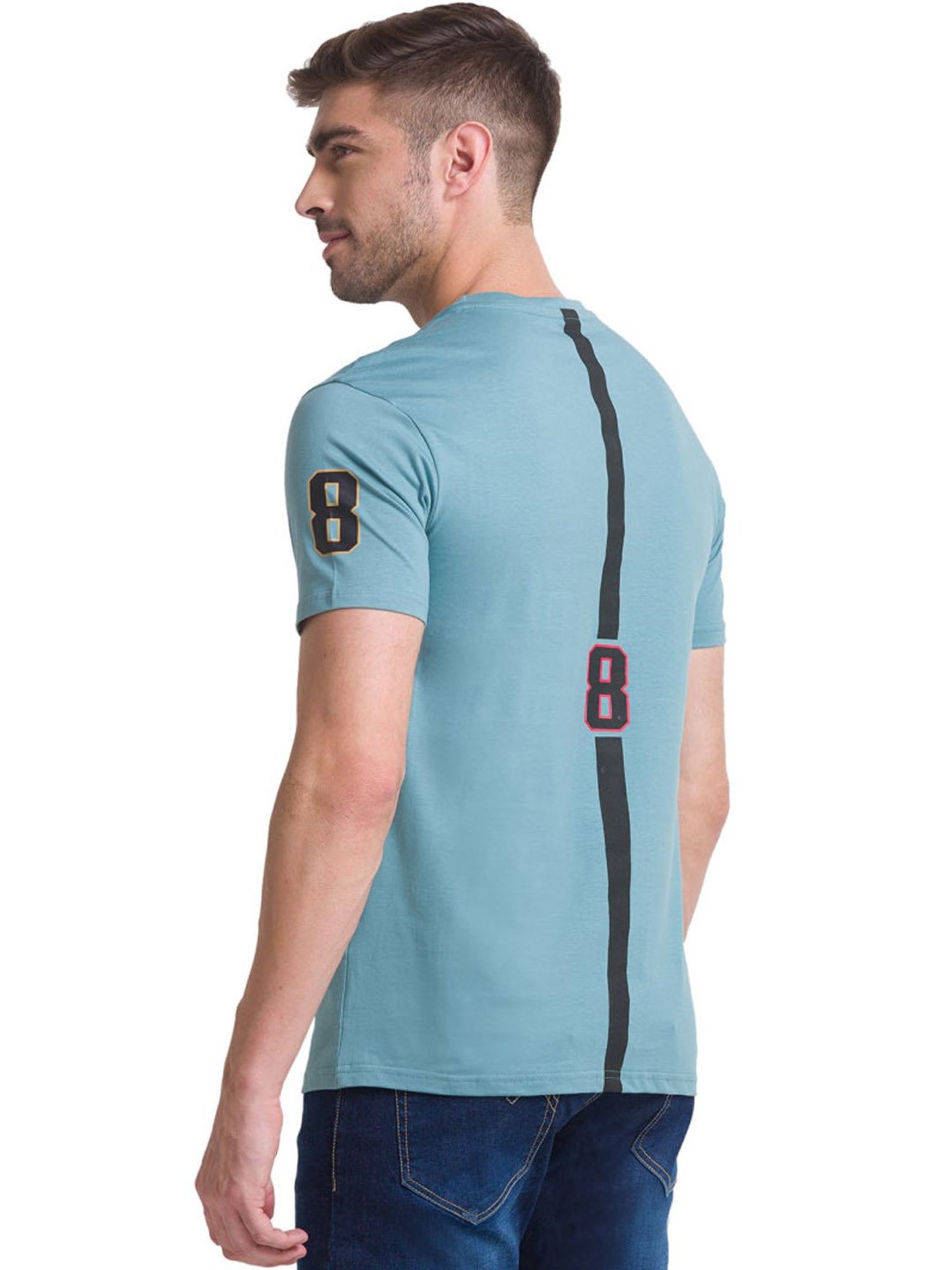 Giordano Green Cotton Slim Fit Striped T-Shirt