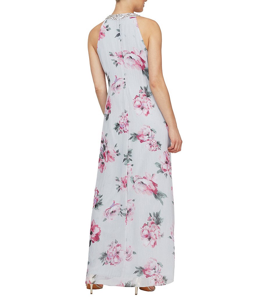 White Boho Stripes & Floral Print Floor Length Tank Dress