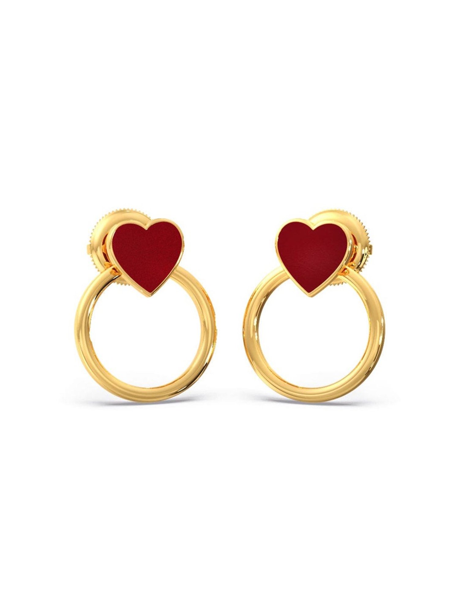 Candere by Kalyan Jewellers Peacock Collection 18k Yellow Gold Stud Earrings for Women