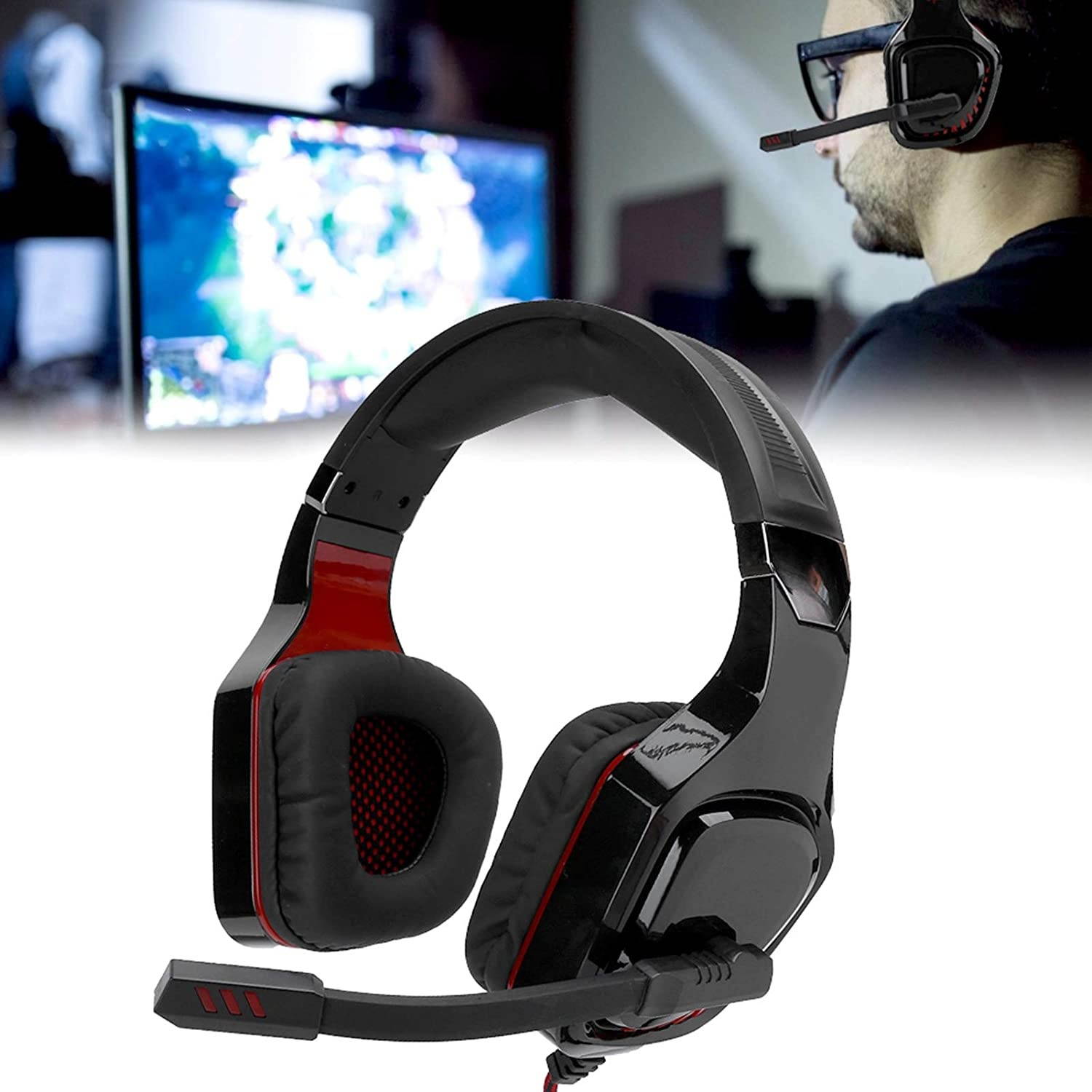 CiCiglow Gaming Headphone, Wired Game Over-Ear Headphones Headset with Microphone Desktop Headphone for Game, Live Broadcast.
