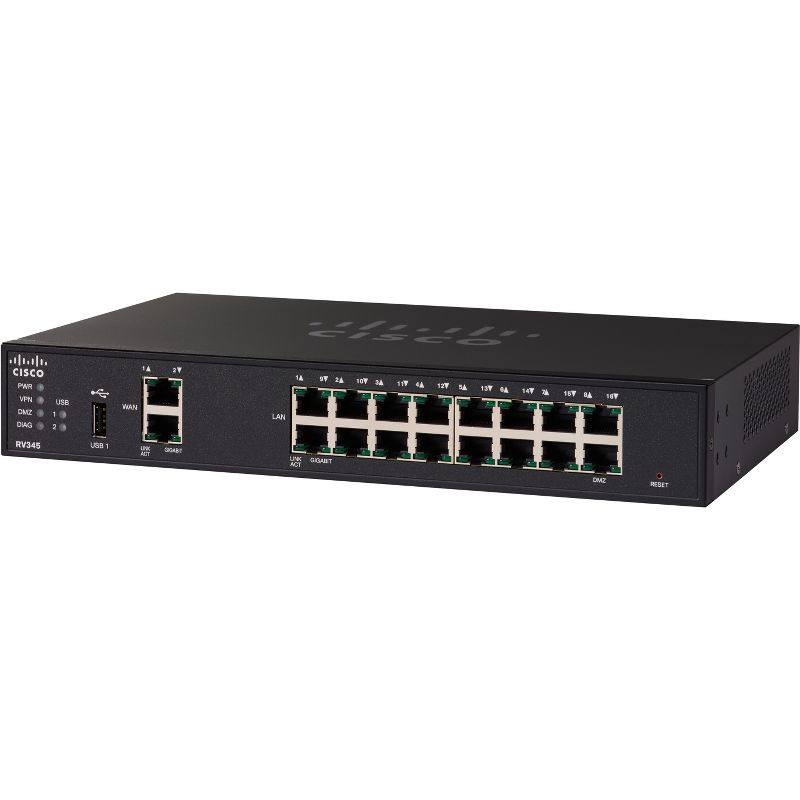 Cisco RV345 Router - 18 Ports - Management Port - SlotsGigabit Ethernet - Rack-mountable