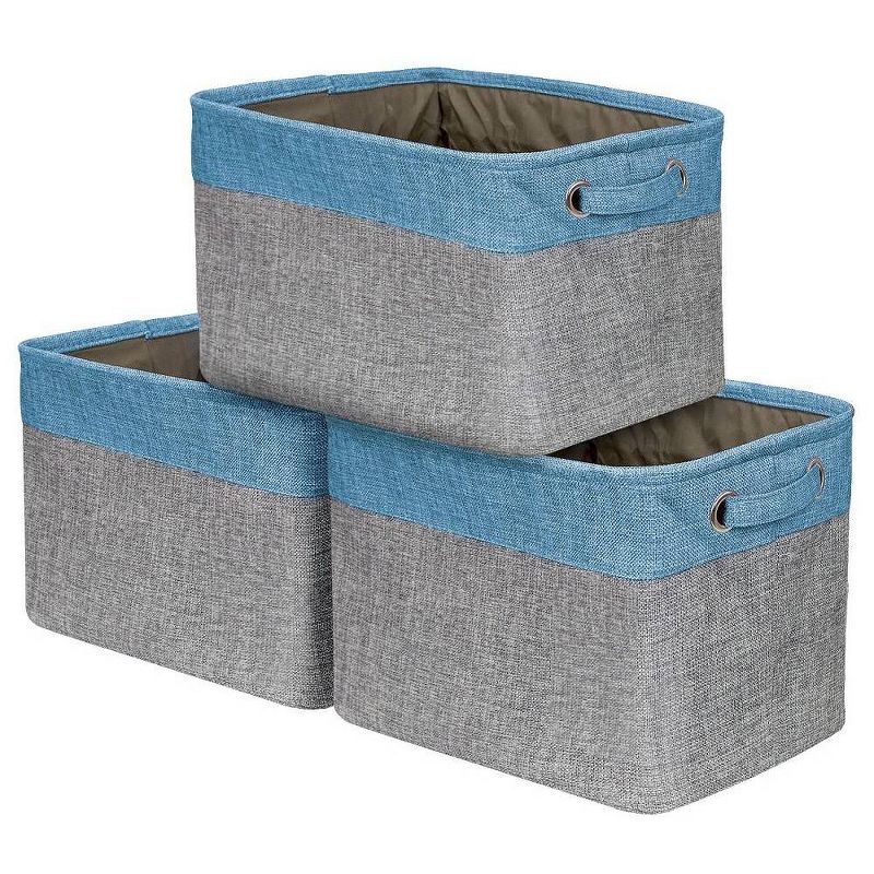 Sorbus 3pk Twill Storage Basket Set Aqua