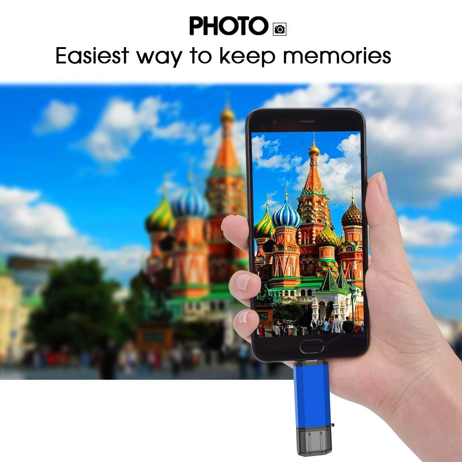 Aiibe 32GB USB 3.0 Type C Flash Drive High Speed Dual USB OTG Flash Drives for USB C Smartphones, Tablets & New MacBook, 2Pack (Mix Color : Blue & Silver)