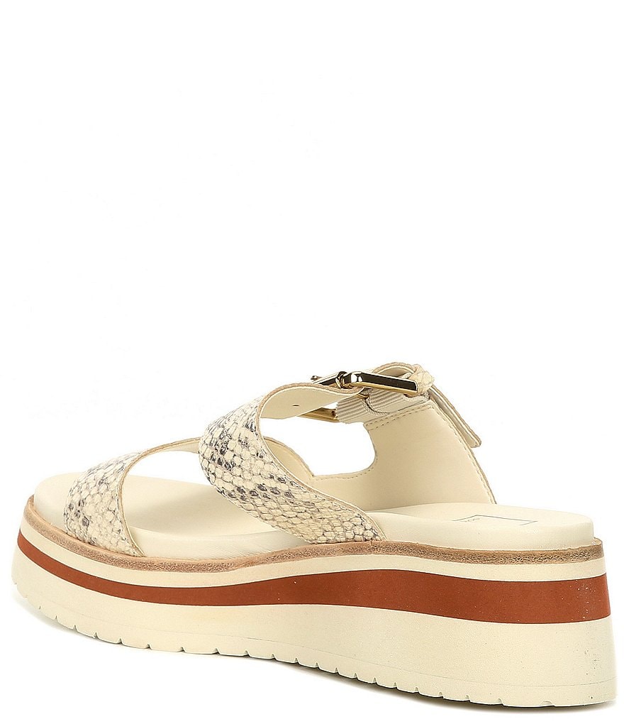 Dolce Vita Macen Two Band Snake Print Leather Platform Wedge Sandals