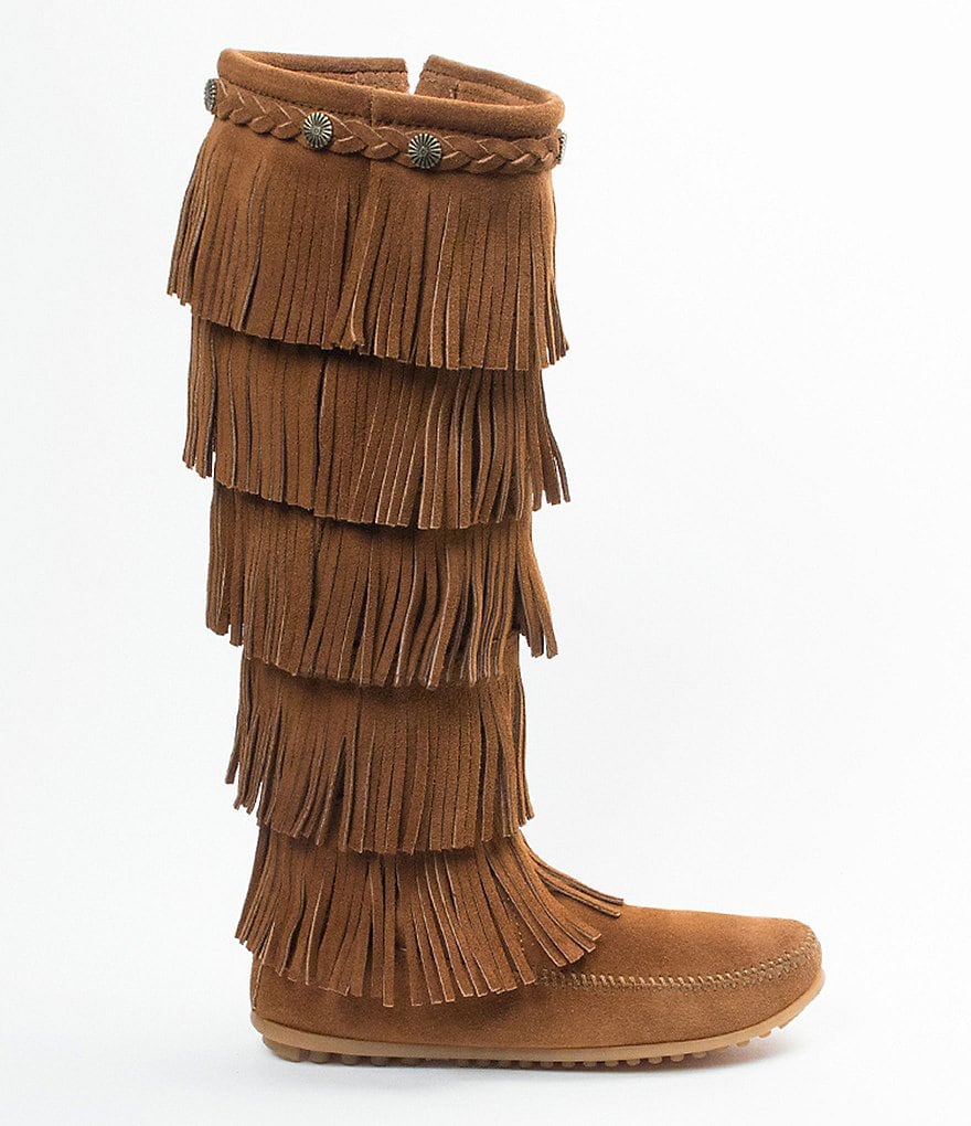 Minnetonka 5-Layer Fringe Suede Boots