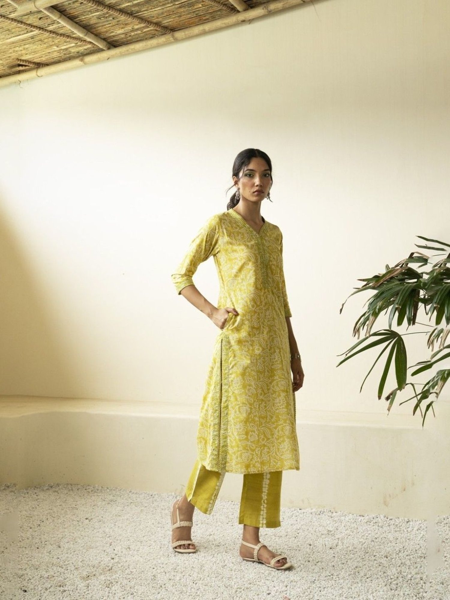 Akiso Inara Green Block Printed Anarkali Kurta