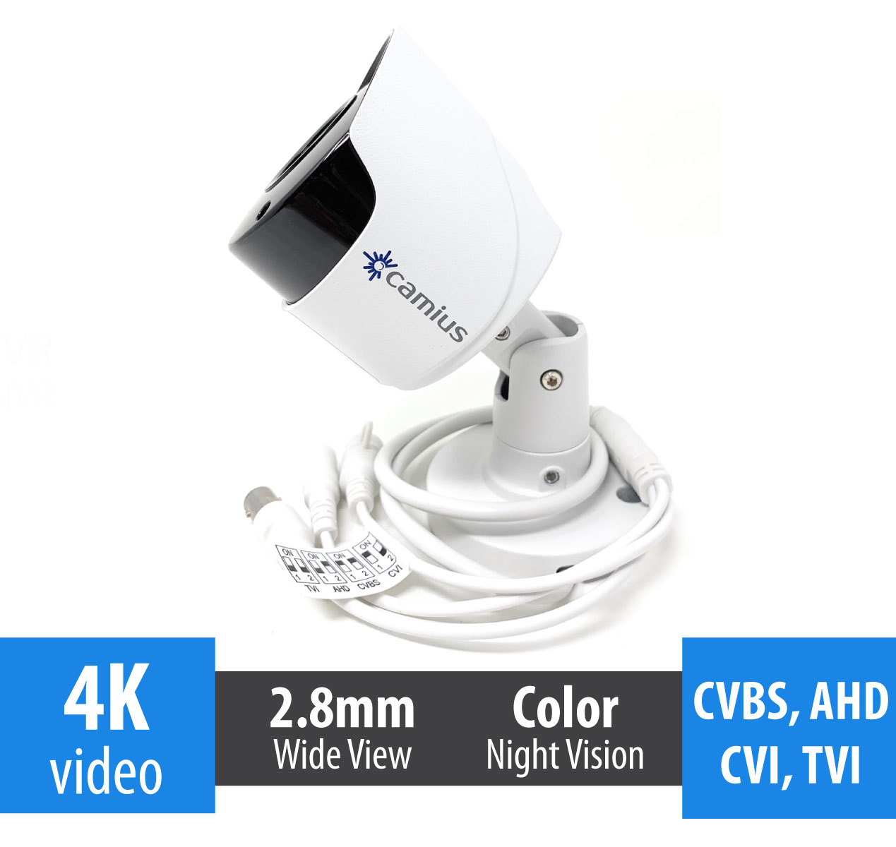 Camius 4K 8 Channel Security DVR camera system with Hard Drive 3TB, 4 x 4K Outdoor Wide Angle Analog Bullet Security Cameras - 100 degree view - expandable to 12CH including 4 IP channels - 124K48M3T