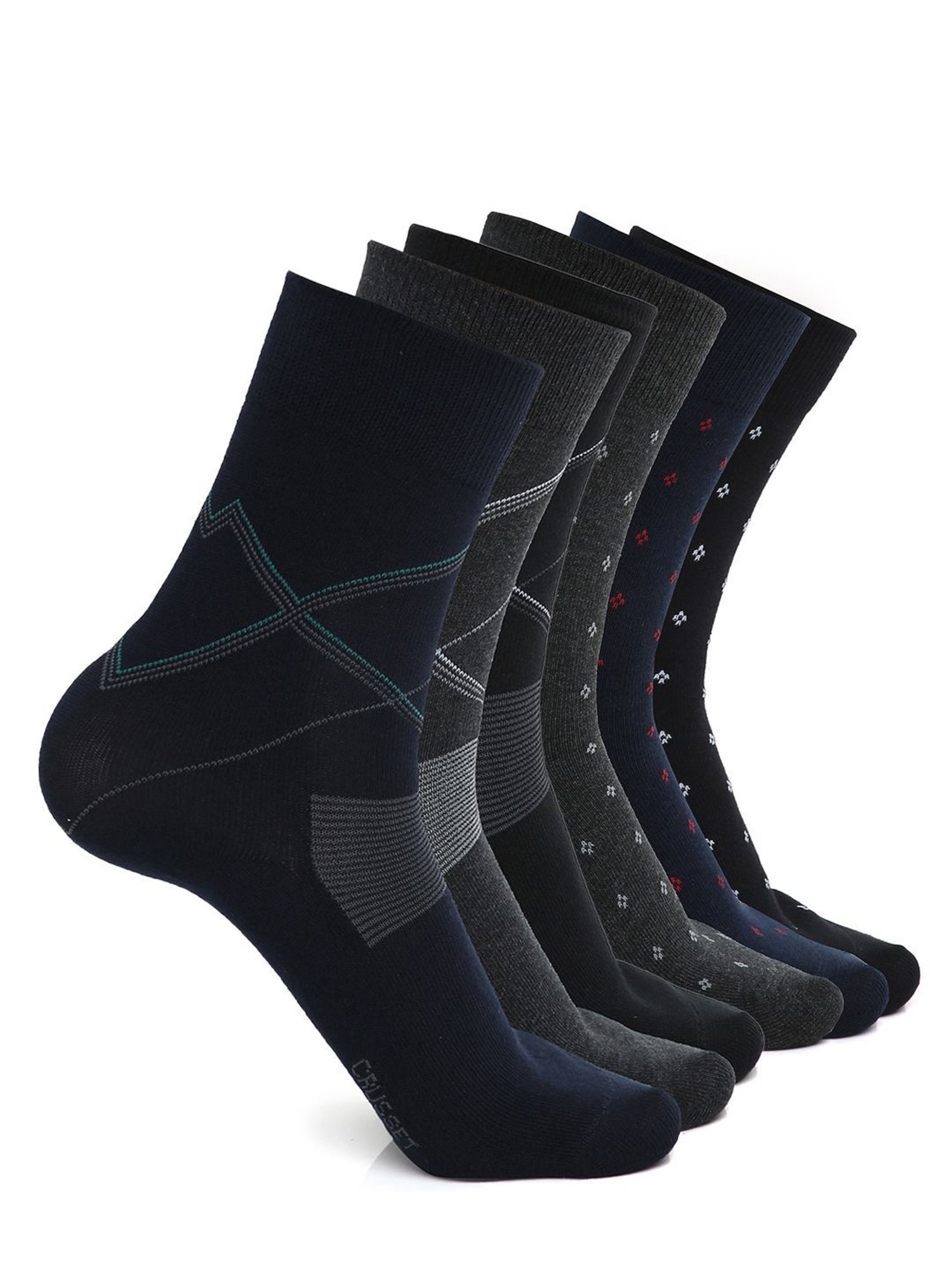 Crusset Multicolor Cotton Polyblend Printed Socks - Pack of 6