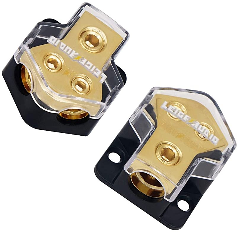 024 Gauge in 4810 Gauge AWG Out Amp Power Distribution Block for Car Audio Splitter2 Way Outputs Power Distributor Block Fuse Holder2 Pack