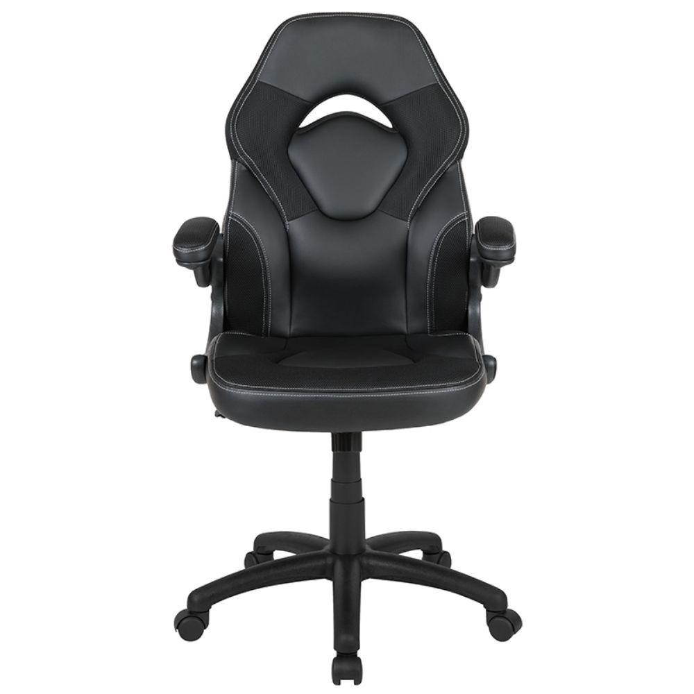 Flash Furniture X10 Gaming Chair Racing Office Adjustable Swivel Chair with Flip-up Arms - Black LeatherSoft