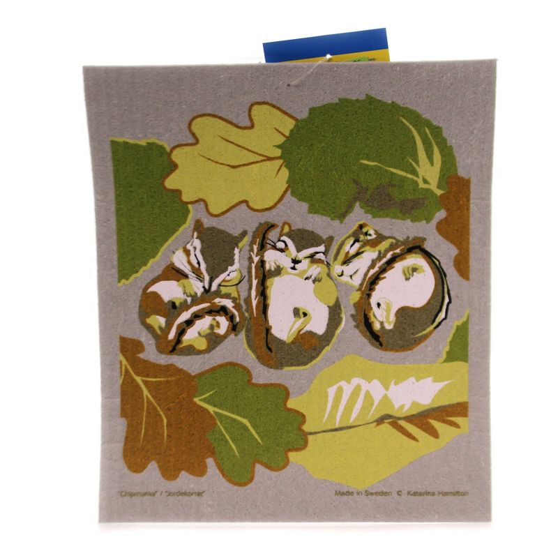 Swedish Dish Cloth 8.0" Chipmunks Dishcloth Absorbent Streak Free  -  Kitchen Towel