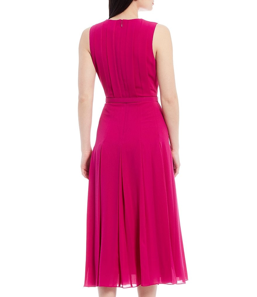 Belle Badgley Mischka Arya Belted Keyhole Halter Neck Sleeveless A-Line Dress